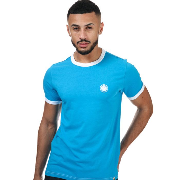 Men's Pretty Green Milford Ringer T-Shirt in Blue
