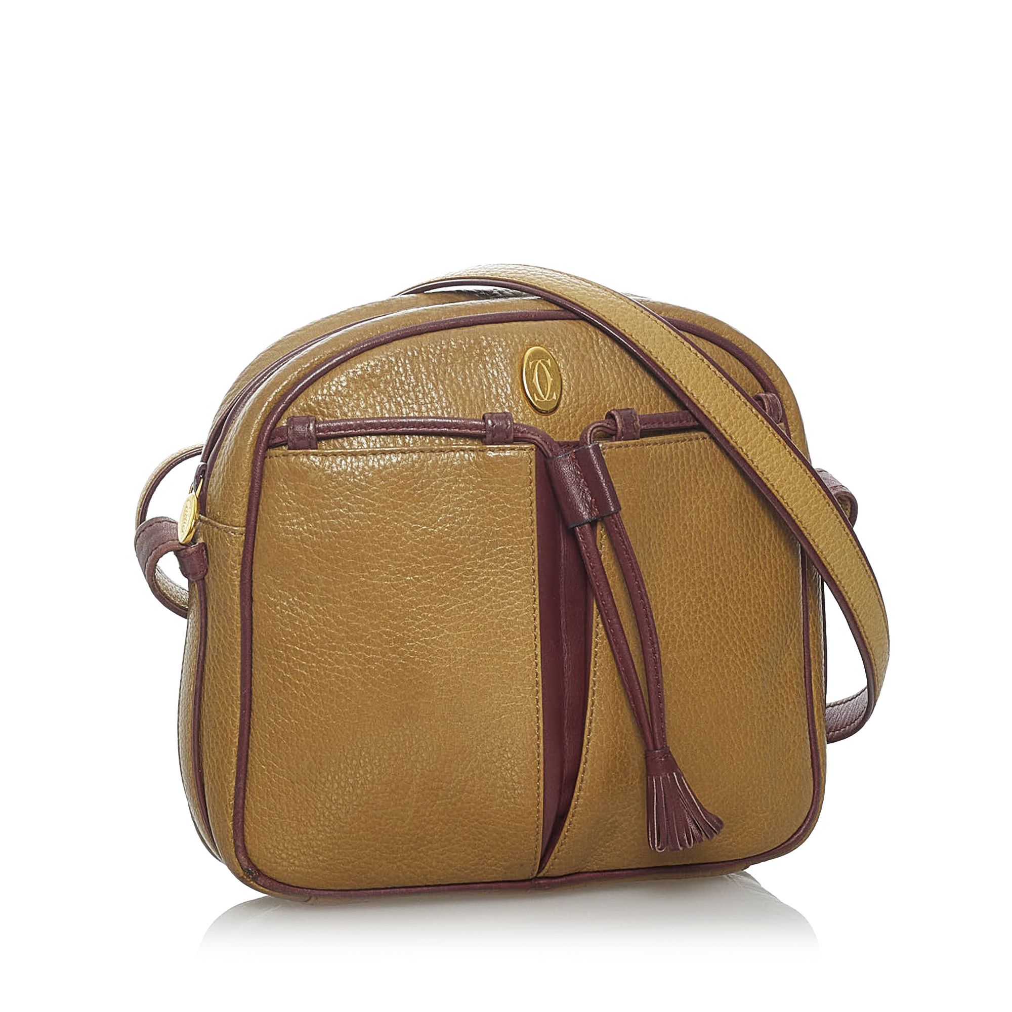 Vintage Cartier Must de Cartier Leather Crossbody Bag Brown