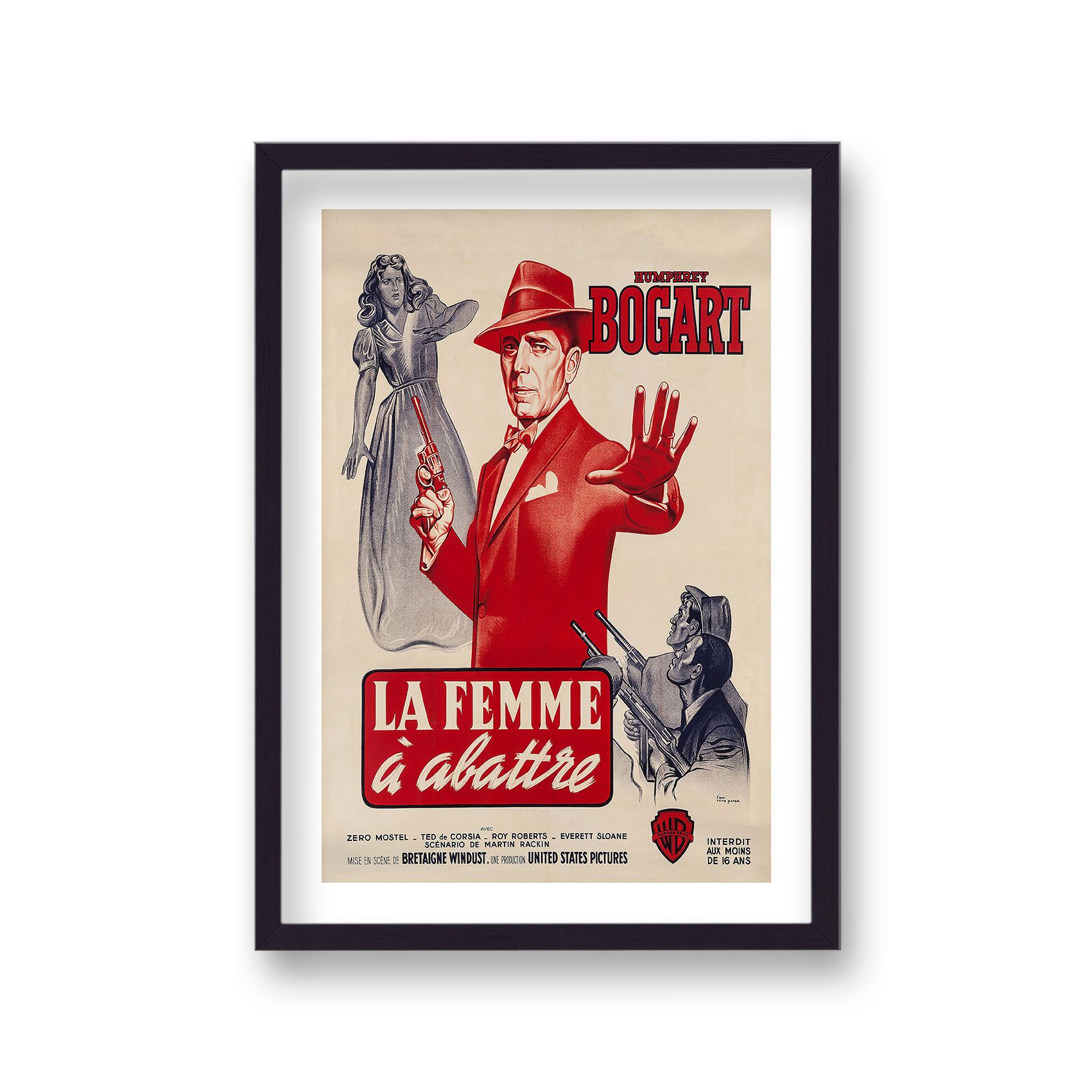 Humphrey Bogart Vintage Movie Poster French