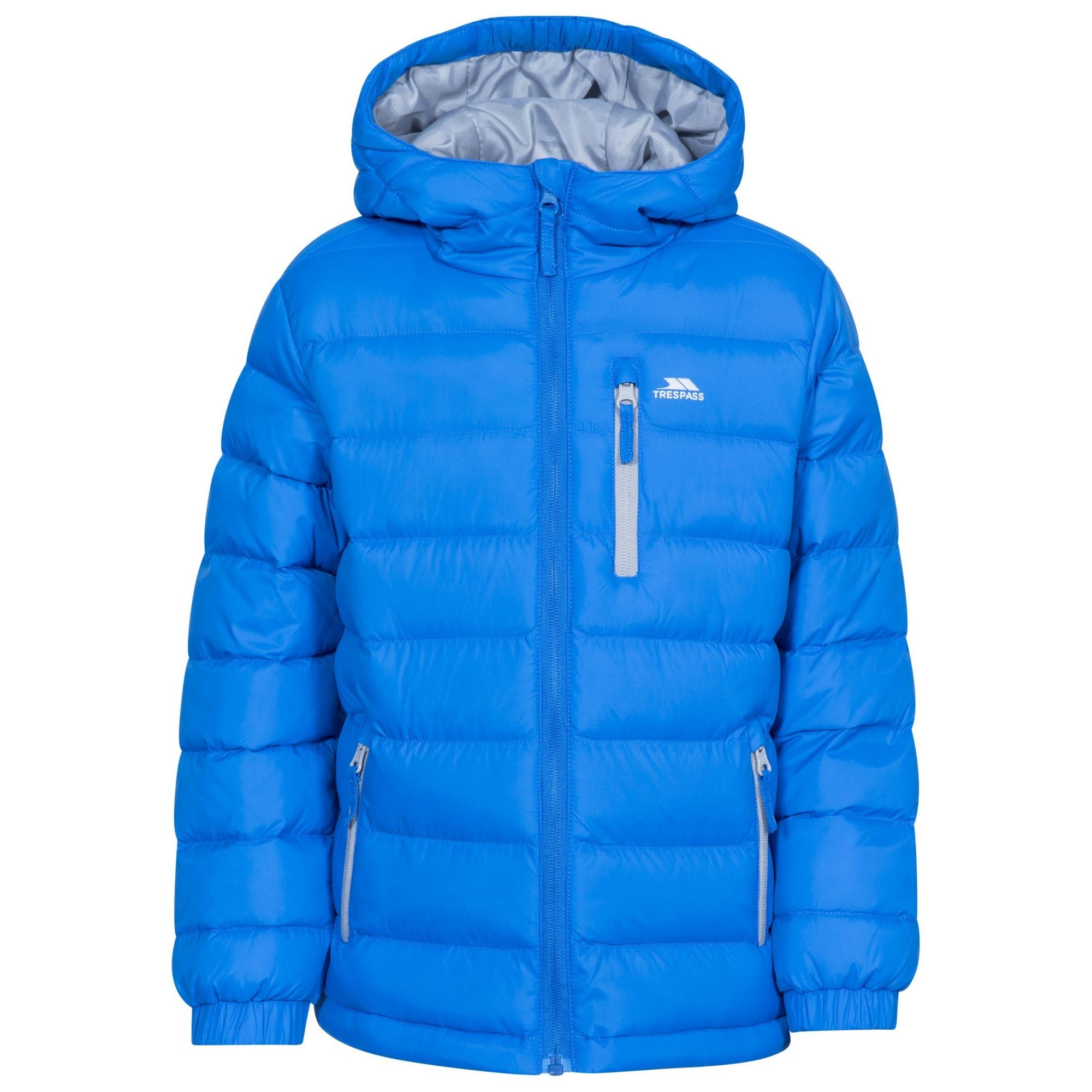 Padded/quilted jacket. Grown on hood. 3 contrast zip pockets. Full cuff elastication. Contrast lining. Water-resistant, wind-resistant. Shell: 100% Polyamide, Lining: 100% Polyester, Filling: 100% Polyester. Trespass Childrens Chest Sizing (approx): 2/3 Years - 21in/53cm, 3/4 Years - 22in/56cm, 5/6 Years - 24in/61cm, 7/8 Years - 26in/66cm, 9/10 Years - 28in/71cm, 11/12 Years - 31in/79cm.