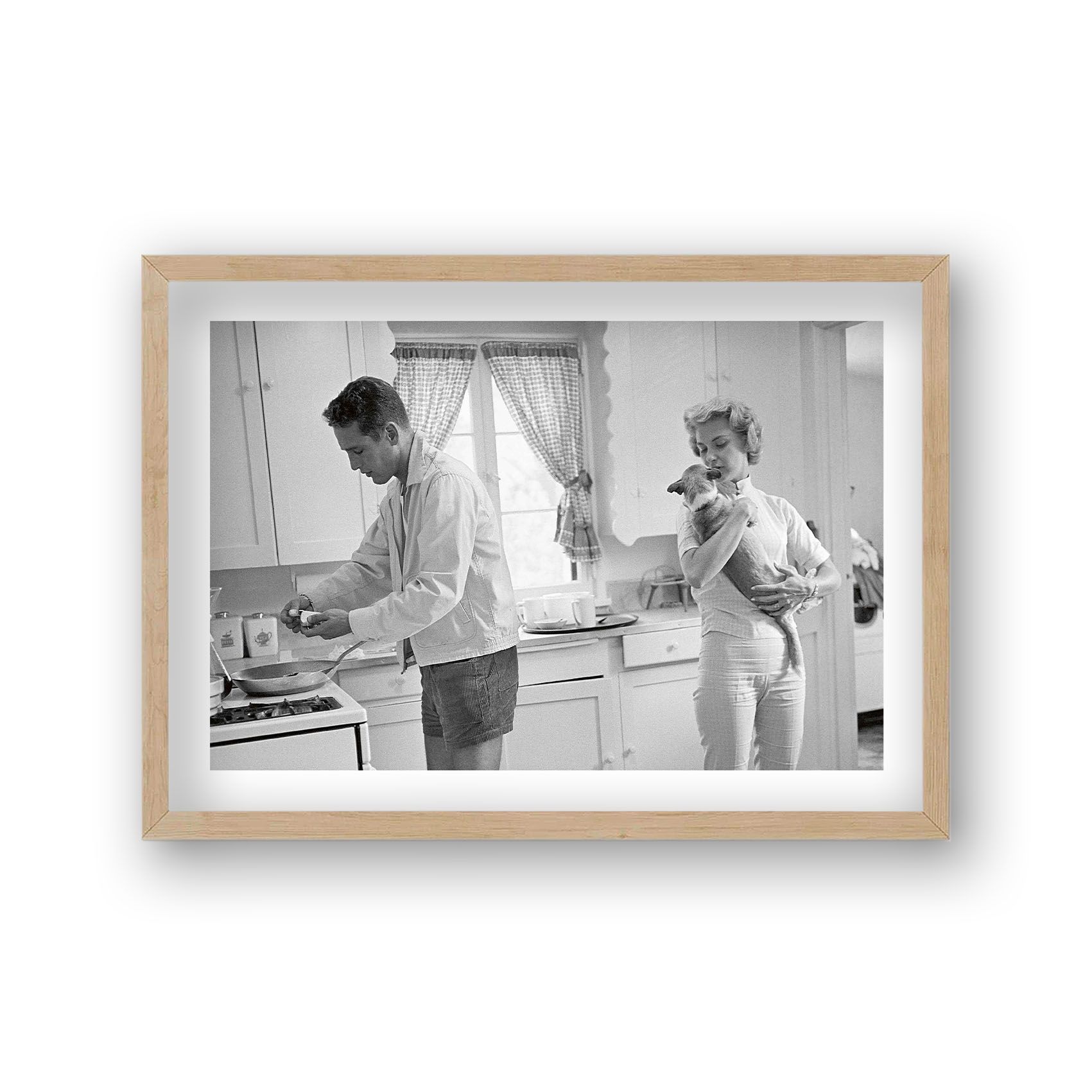 Paul Newman Relaxes at Home Making Breakfast with Wife Joanne Woodward Vintage Icon Print