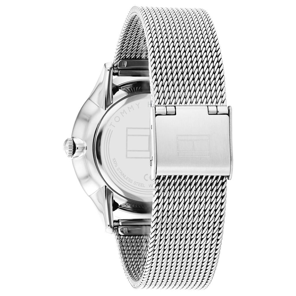 This Tommy Hilfiger Layla Multi Dial Watch for Women is the perfect timepiece to wear or to gift. It's Silver 38 mm Round case combined with the comfortable Silver Stainless steel watch band will ensure you enjoy this stunning timepiece without any compromise. Operated by a high quality Quartz movement and water resistant to 3 bars, your watch will keep ticking. This watch is suitable for every occasion,whether you are at work, leisure or at the banquet and so on -The watch has a calendar function: Day-Date, 24-hour Display High quality 19 cm length and 17 mm width Silver Stainless steel strap with a Fold over clasp Case diameter: 38 mm,case thickness: 10 mm, case colour: Silver and dial colour: White