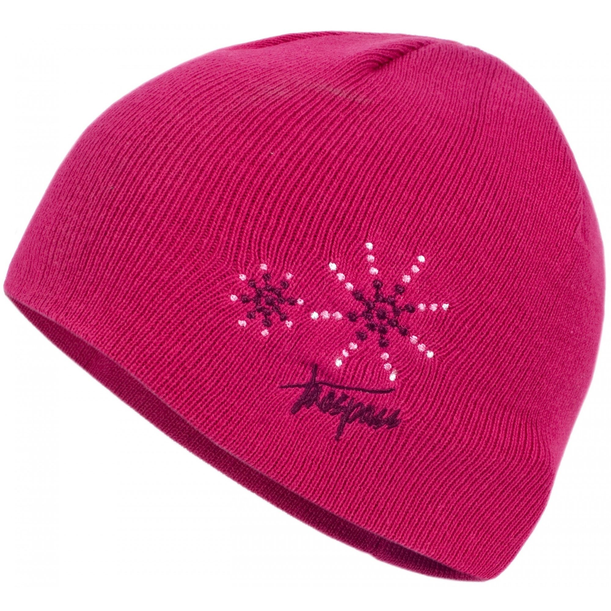 Girls knitted beanie hat. Embroidered detail. Shell: 100% acrylic. Lining: double walled.