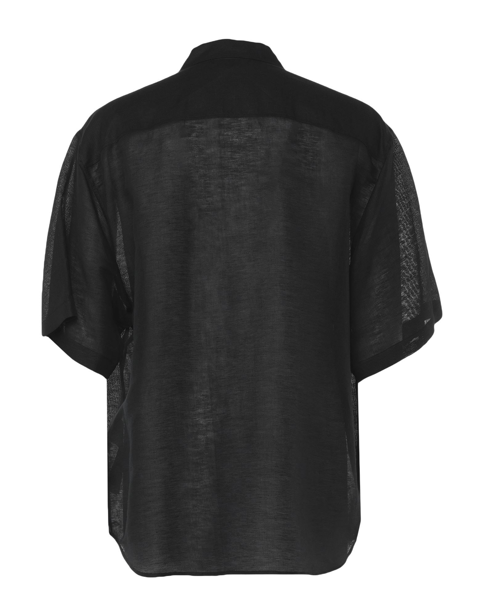plain weave, logo, solid colour, front closure, button closing, short sleeves, classic neckline, no pockets