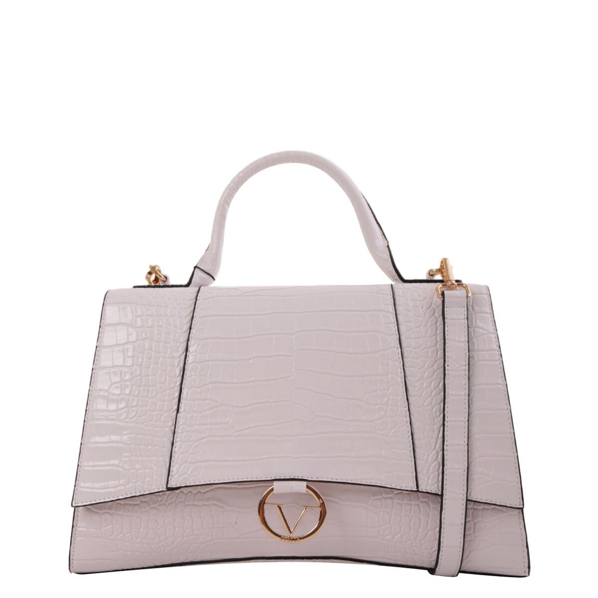 Brand: 19v69 Italia Gender: Women Type: Bags Season: Fall/Winter PRODUCT DETAIL • Color: white • Fastening: zip and automatic buttons • Pockets: inside pockets • Size (cm): 24x33x13 • Details: -handbag -with shoulder strap • Article code: VI20AI0020 COMPOSITION AND MATERIAL • Composition: -100% leather
