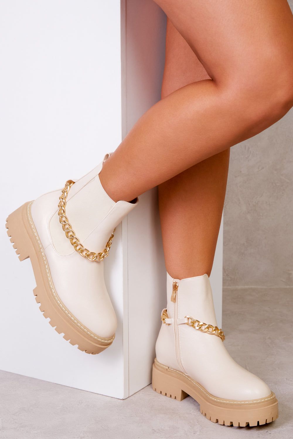 ivory chunky boots