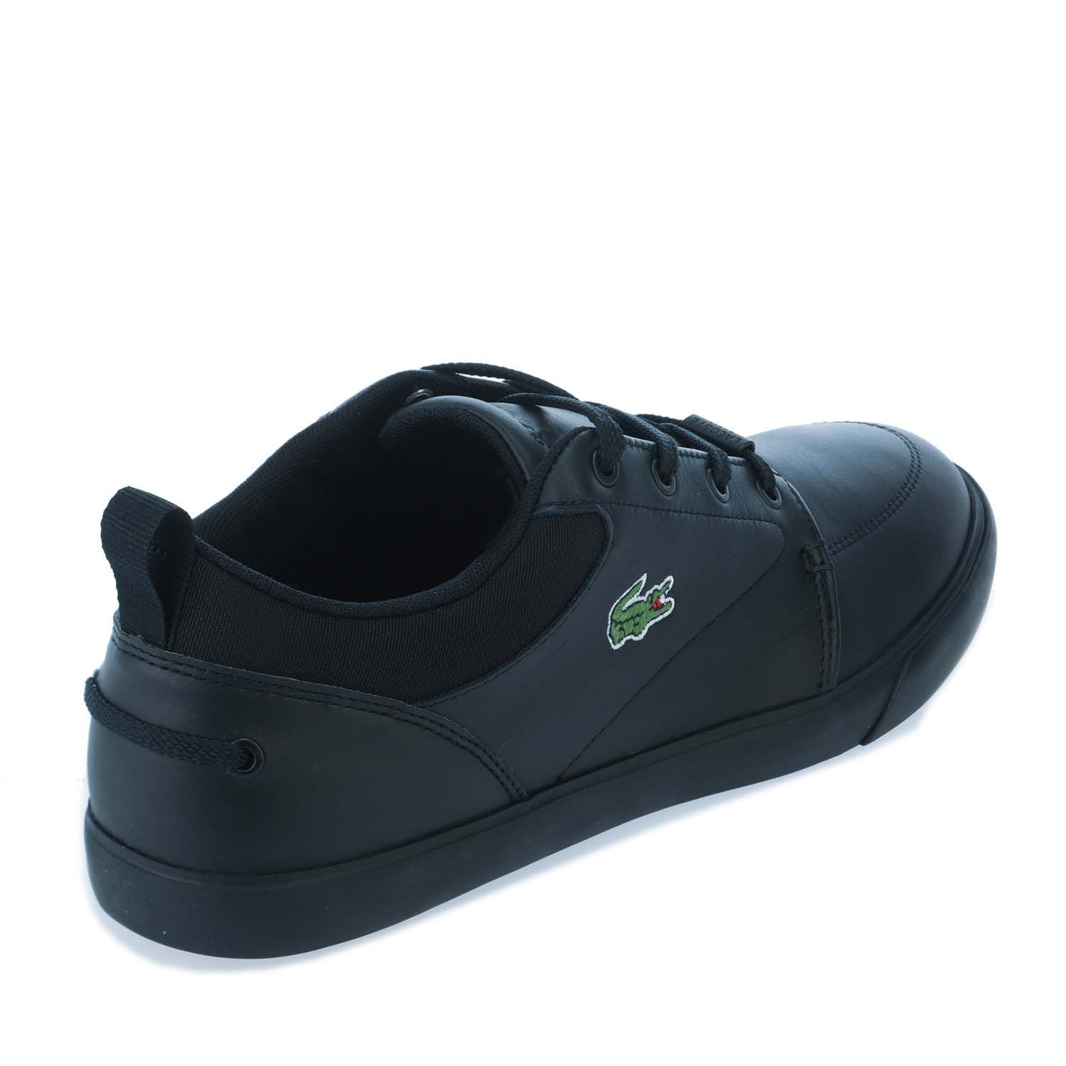 Mens Lacoste Bayliss Trainers in black.- Synthetic leather upper.- Lace up fastening.- Lace detail to the heel.- Ortholite® insole.- Tonal embroidered tongue branding.- Embroidered branding. - Rubber sole.- Leather upper  Textile lining  Synthetic sole.- Ref: 743CMA004802H