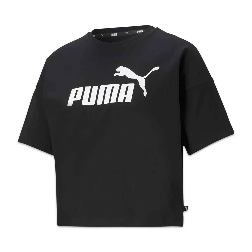 The Puma Essential Logo Womens T-Shirt comes in a relaxed fit for comfort. Classic crew neckline and short sleeves for a non-restrictive fit. Puma Cat logo to chest and branded PUMA back neck taping.