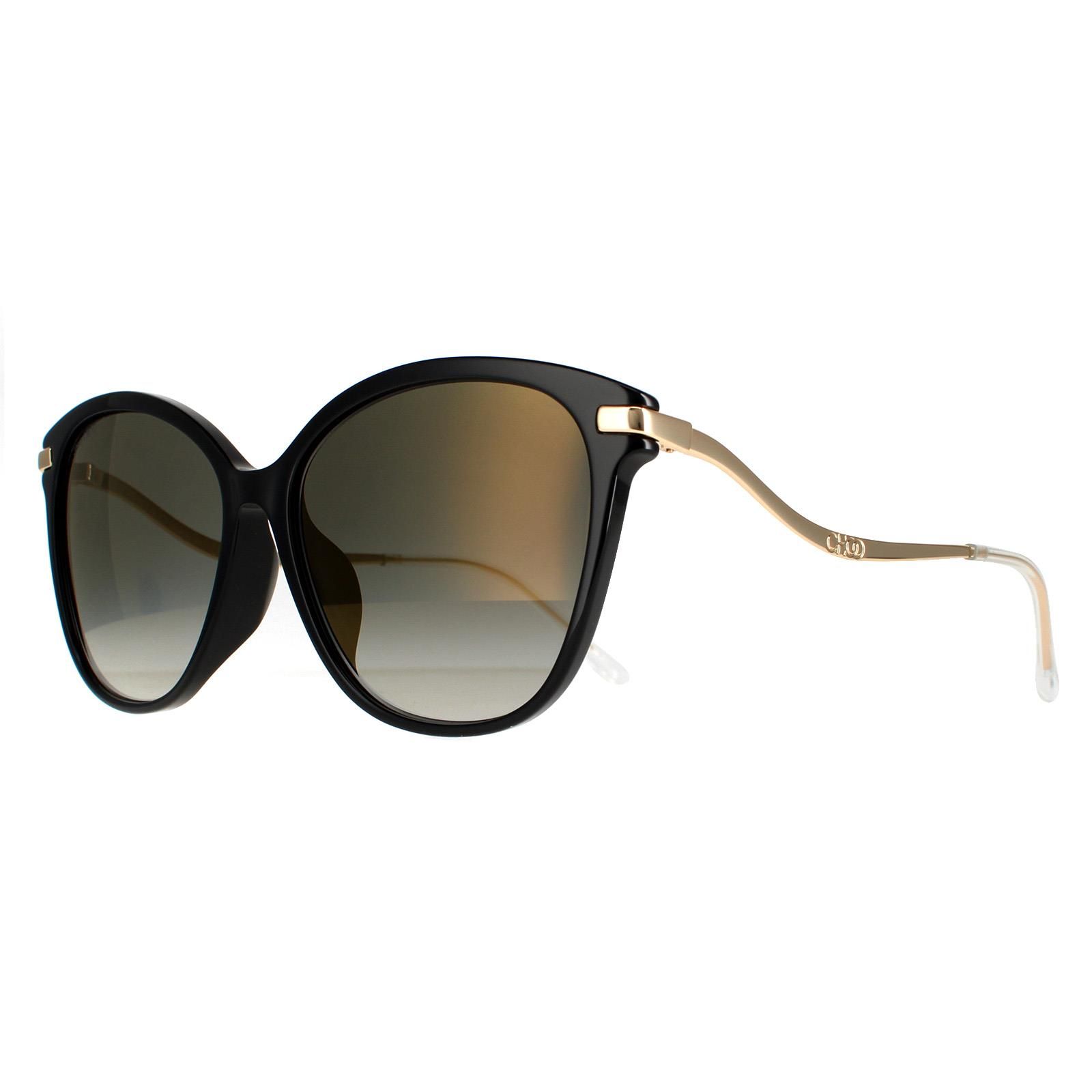 Jimmy Choo CatEye Womens Black Grey Gradient Gold Mirror Peg/F/S  Jimmy Choo are a cat eye style crafted from lightweight acetate. The Jimmy Choo logo is engraved into the wavy designed temples for brand authenticity