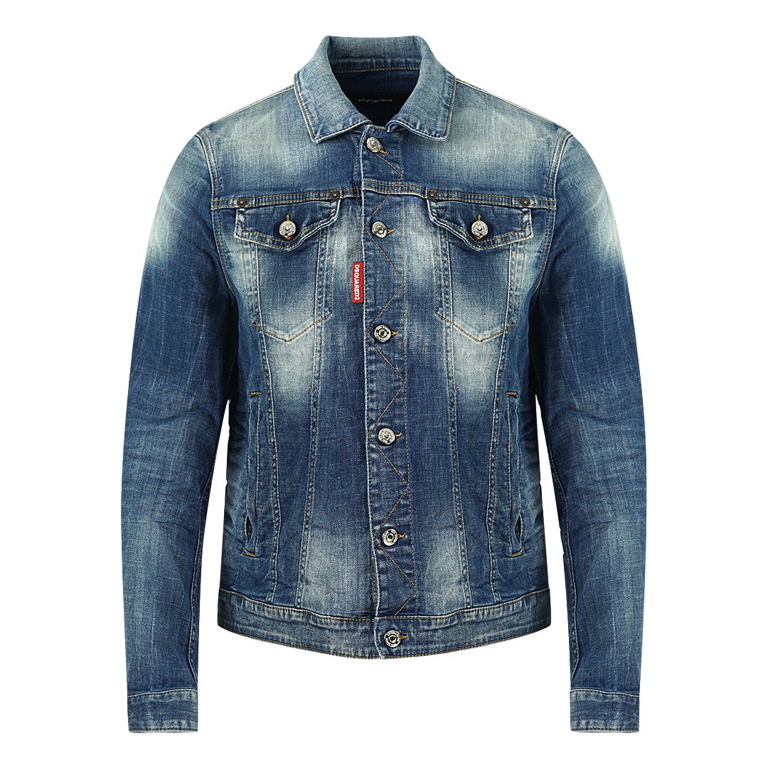 Dsquared2 Canadian Bros 1964 Denim Jacket. D2 S74AM1061 S30342 470 Denim Jacket. Button Closure, Made In Italy. S74AM1061 S30342 470. Printed Branding On Both Arms And Across The Shoulders. Front Pockets, Signature Red D2 Label