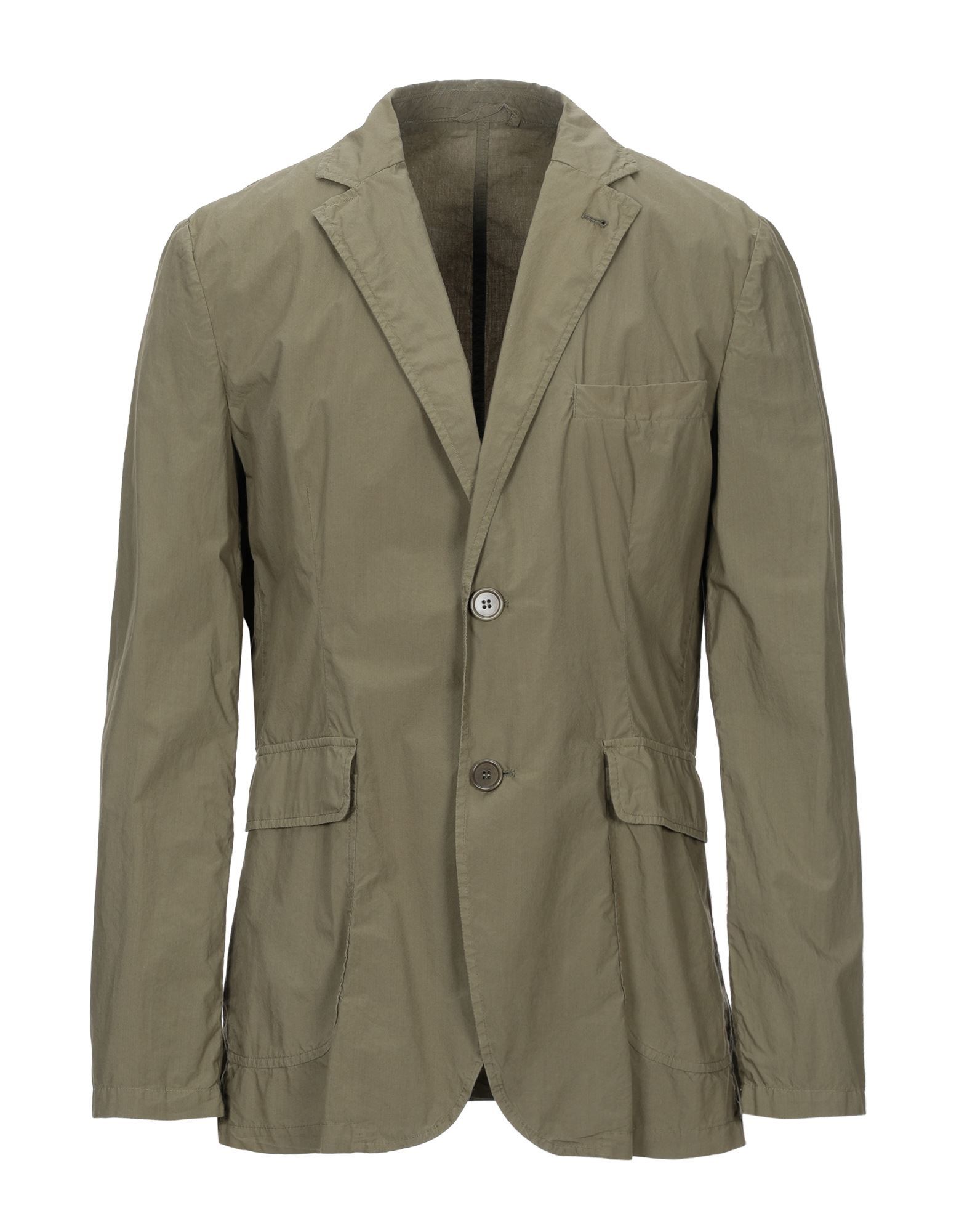 plain weave, no appliqués, basic solid colour, lapel collar, long sleeves, single-breasted , multipockets, button closing, single chest pocket, unlined, back split