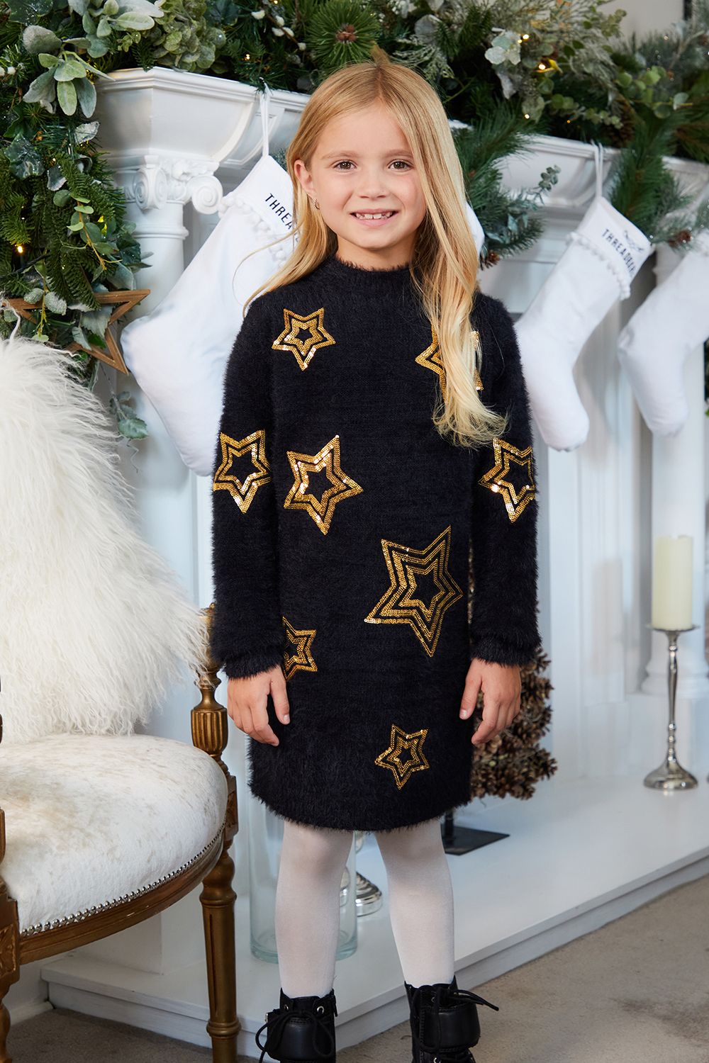 Star' Knitted Christmas Jumper Dress