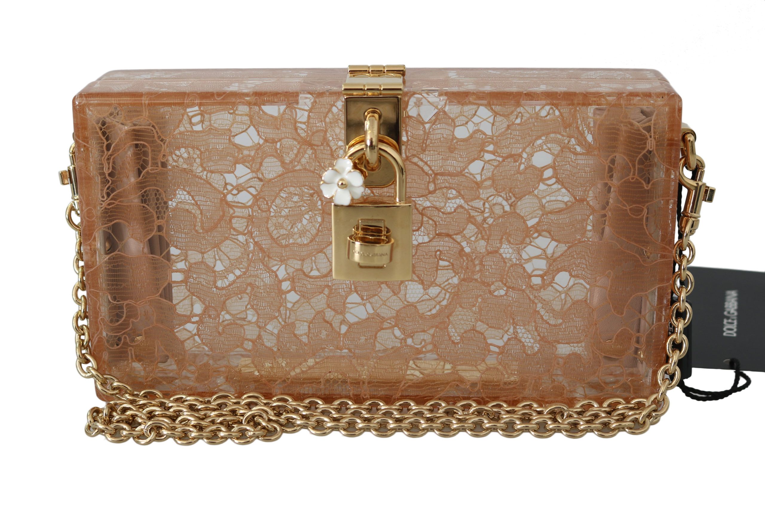 Factureerbaar geeuwen Il Dolce & Gabbana dames handtas beige plexiglas Taormina Lace Clutch Borse  Bag BOX