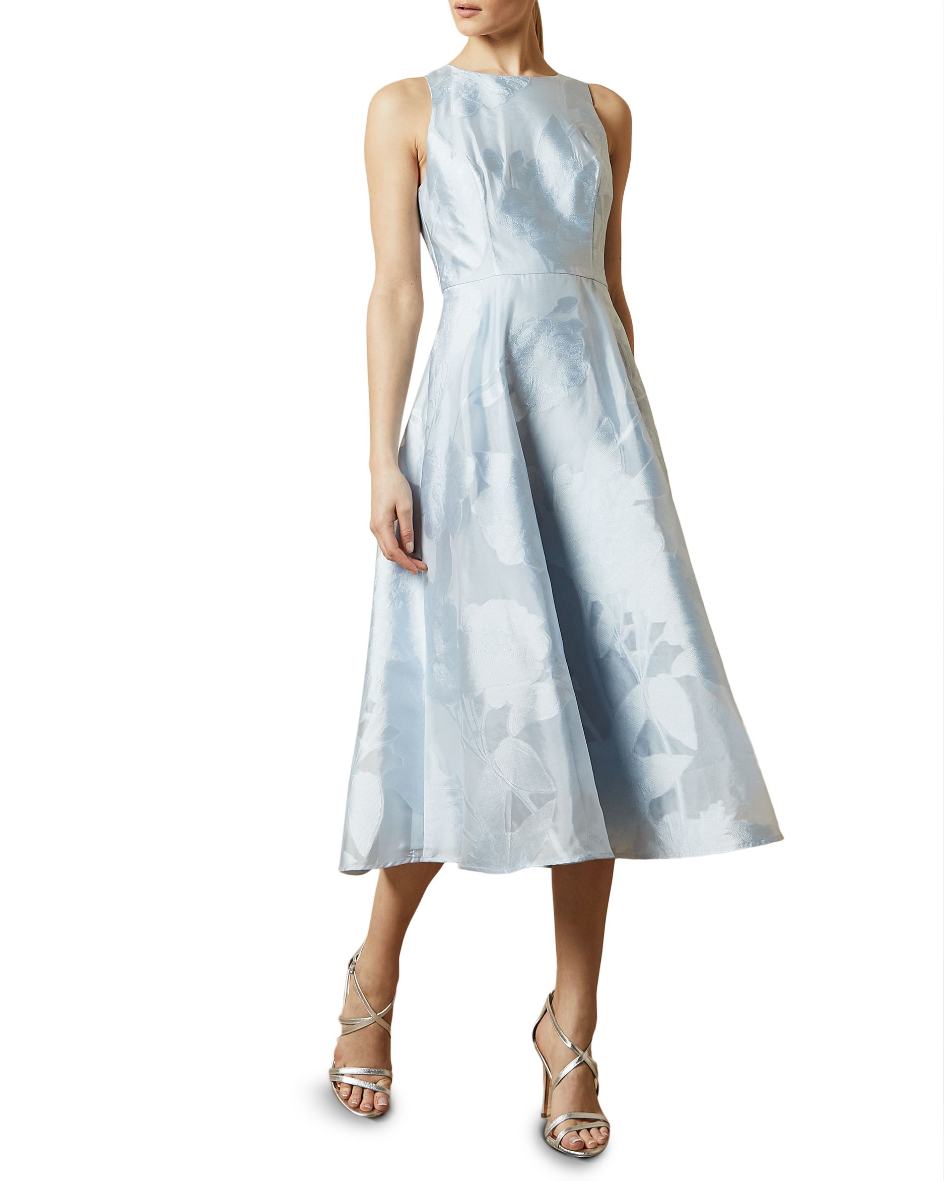 Ted Baker Wylieh Sleeveless Floral Midi Dress, Light Blue