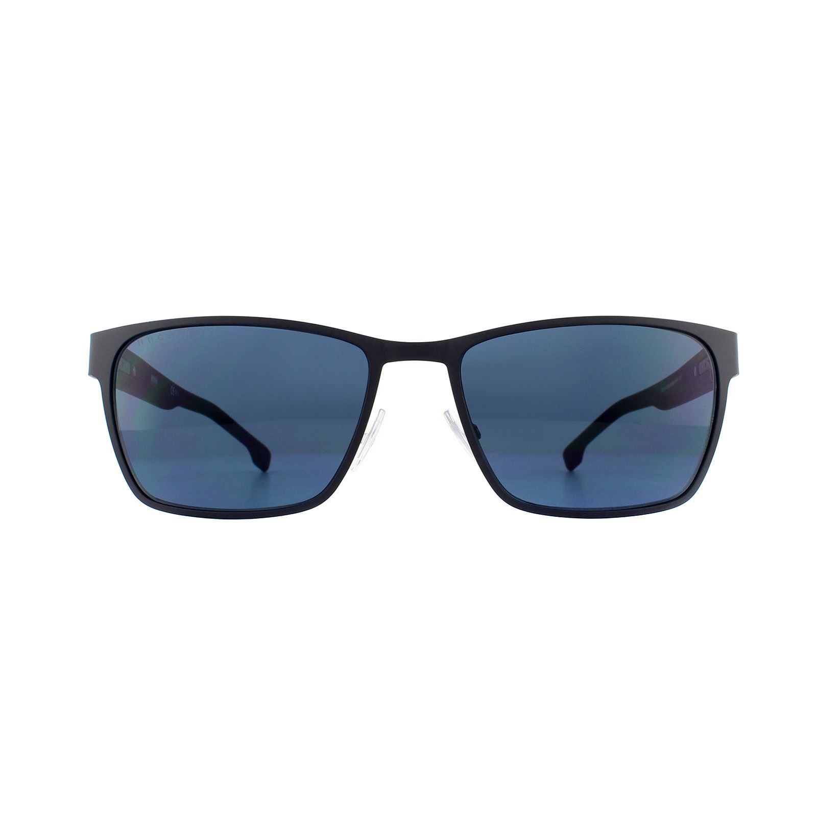 Hugo Sunglasses 1038/S RIW KU Matt Grey Blue Avio are a classy mix of materials with the metal front and acetate temples which feature spring hinges and adjustable nose pads for extra comfort and great fitting.