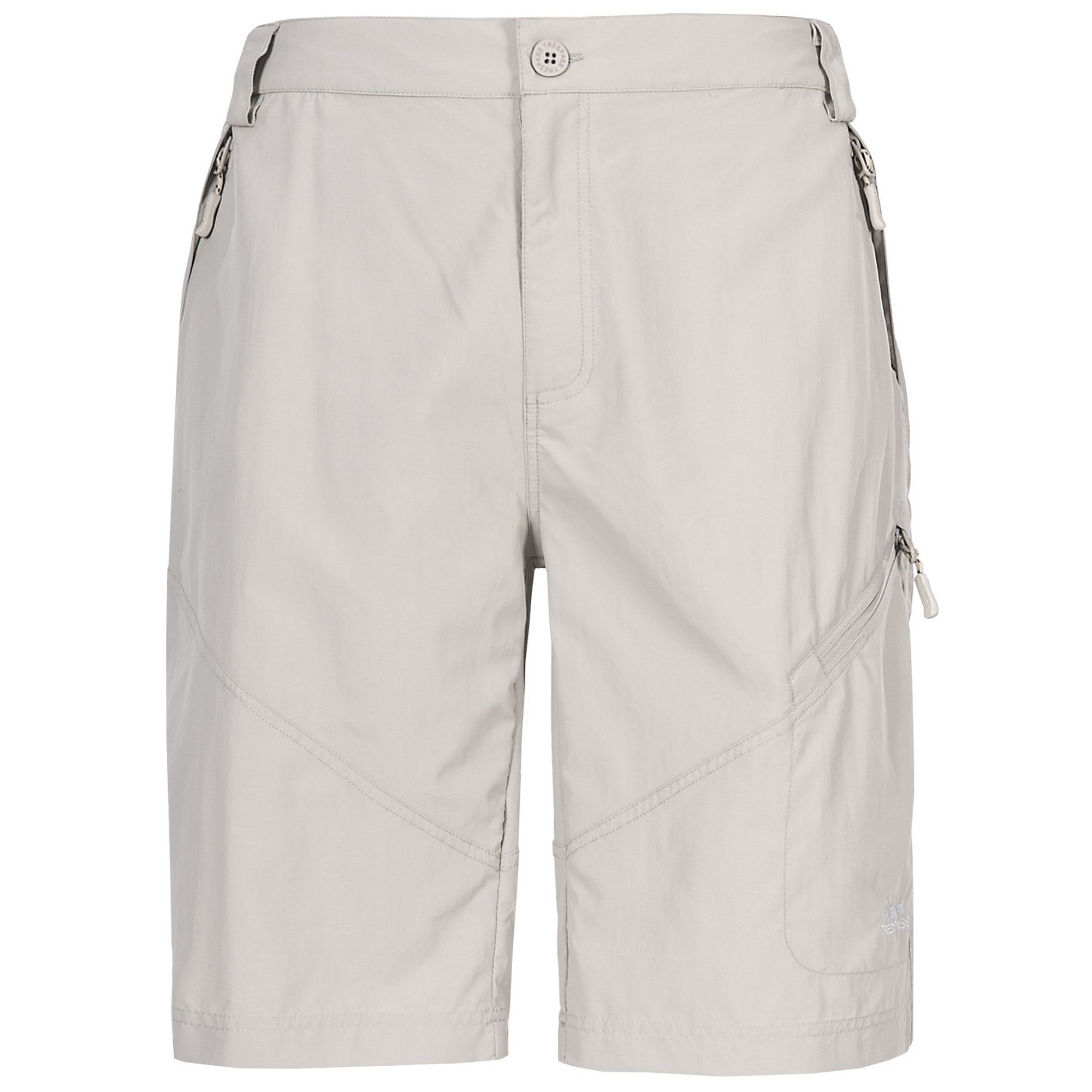 Mens hiking shorts. Quick drying build. Moisture wicking. Flat waist with side elastic. 4 zipped pockets. 100% Polyamide.