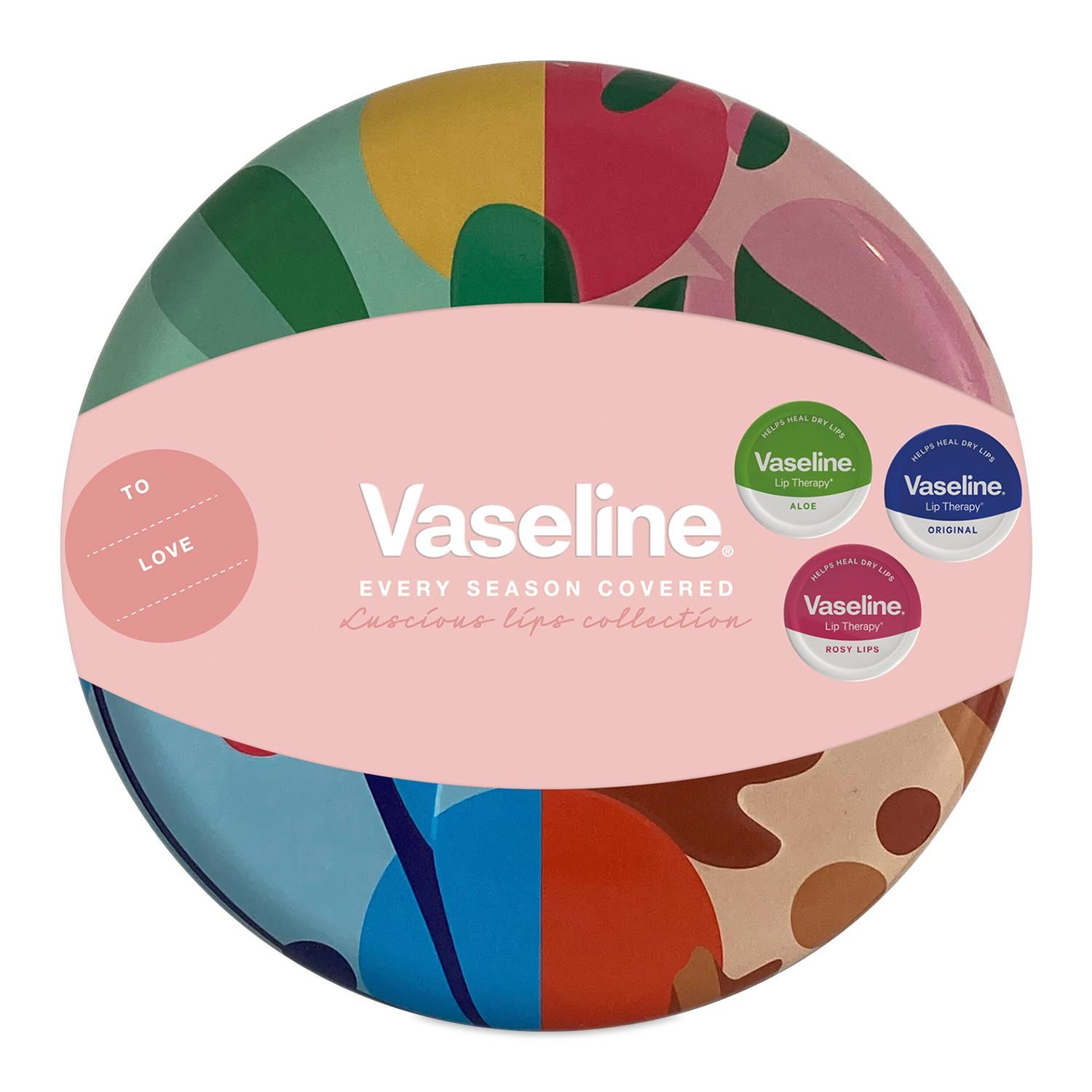 Vaseline Lip Balm 3pcs Gift Set Luscious Lips Collection Aloe Original & Rosy 

Vaseline Luscious lips collection is put together with three Lip Therapy lip balms, made for lips that deserve the best care, all nestled inside a beautifully crafted, seasonal Vaseline tin. It includes our Original Lip Balm 20 g, an Aloe-Vera Lip Balm 20 g, The last one in the trio is Vaseline Lip Therapy Rosy Lips 20 g, Give the gift of luscious, moisturised and healthy lips all year round with Vaseline. 

Original: a firm favourite that relieves lips and locks in the moisture they need to keep feeling and looking healthy. 

Features: 
Instantly softens and soothes dry lips 
Locks in moisture to help lips recover from discomfort 
Made with triple-purified Vaseline Petroleum Jelly 
Best for chapped lips, dry skin 

Aloe Vera: Aloe-Vera Lip Therapy instantly softens and soothes dry lips, delighting her senses with a fresh aloe scent. 

Features: 
Made with triple-purified Vaseline petroleum jelly 
Contains aloe, known to calm and soothe dry irritated skin 
Moisture to help lips recover from discomfort 
Instantly softens and soothes dry lips 
Locks in moisture to help lips recover from discomfort 

Rosy Lips: Vaseline rosy lips made with sweet almond and rose oils for glossy lips with natural shine and a refreshing floral scent. 

Features: 
Helps soothe and heal dry lips by locking in moisture 
Made with Vaseline Jelly and designed to protect the skin on your lips 
Provides the long-lasting moisturization your lips need 
Adds a sheer pink tint to your lips and leaves behind a light rosy fragrance 
Non-sticky and non-greasy formula, suitable for regular use 


Gift Set Includes: 
1x Vaseline Lip Therapy Original, 20g 
1x Vaseline Lip Therapy Aloe-Vera, 20g 
1x Vaseline Lip Therapy Rosy Lips, 20g