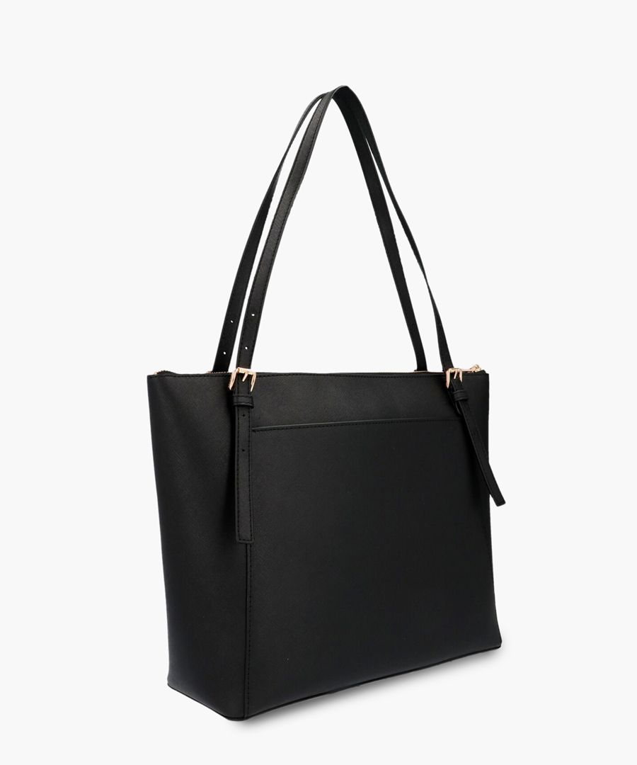 Voyager black leather tote