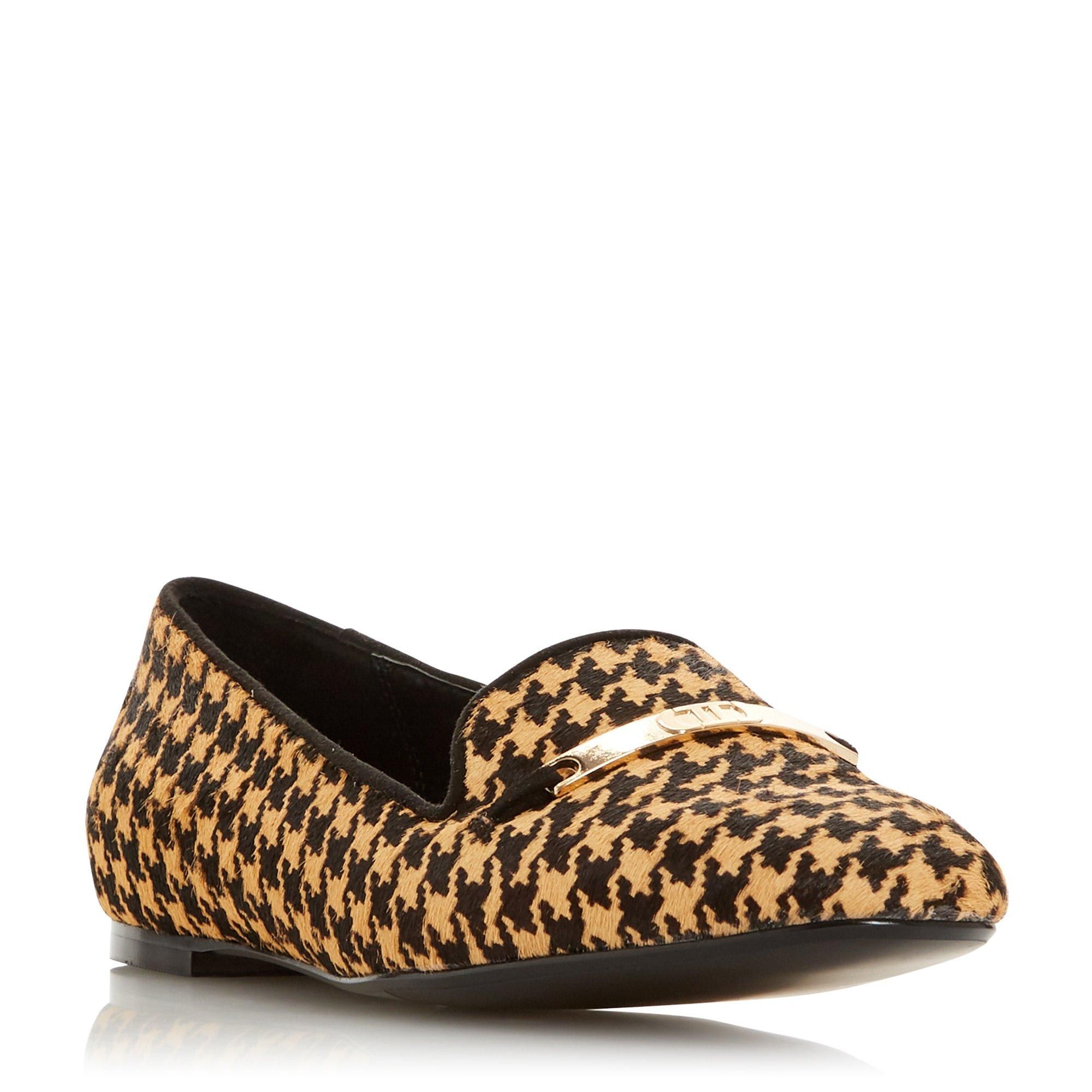 dune leopard print loafers
