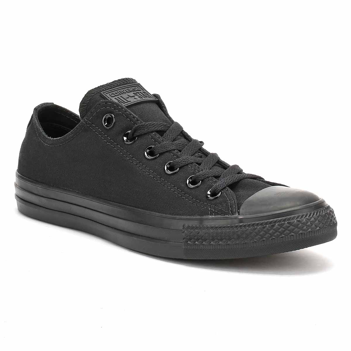 The monochrome from Converse its not your ordinary Converse. The black canvas upper has a matching rubber sole with the unmistakable diamond tread. It also has the All Star label and matching branding on the heel.