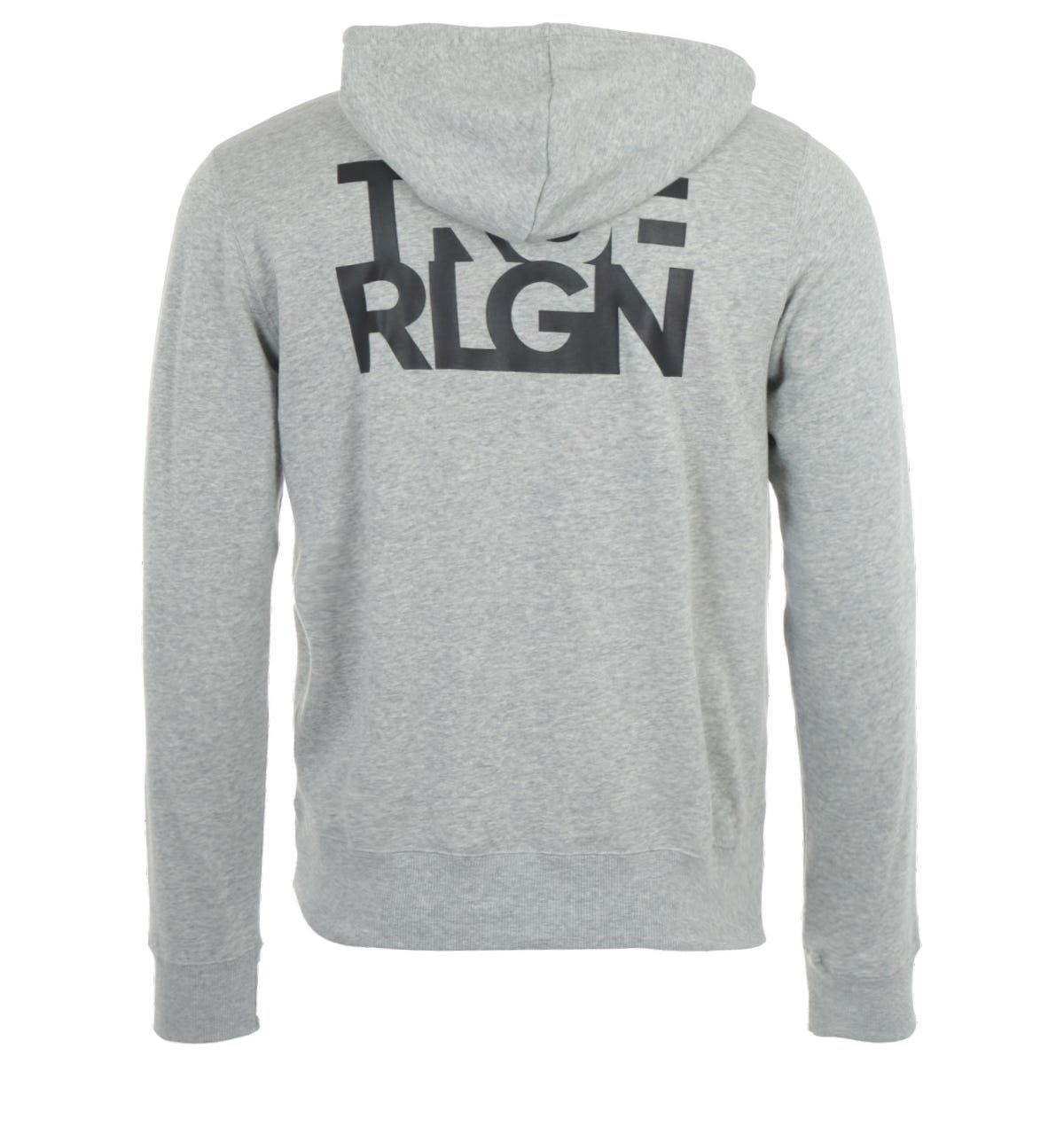 True Religion Zip Up Logo Hooded Sweatshirt - Heather Grey