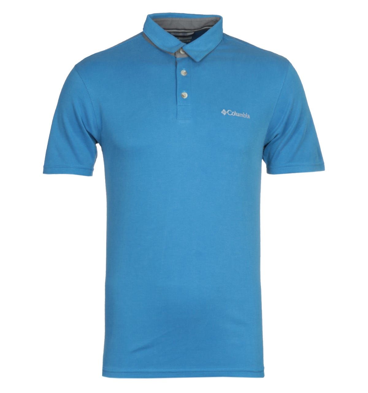 <p>A cool-season essential crafted by Columbia. The Columbia Nelson Point Blue Polo Shirt is a pure cotton composition fitted with a three-button placket and pointed down collar. The design is finished with the Columbia logo printed on to the chest.</p><ul><li>Cotton composition</li><li>Three button placket</li><li>Short sleeve</li><li>Pointed down collar</li><li>Tonal stitching throughout</li><li>Columbia logo printed on the chest</li></ul><p>Style & Fit:</p><ul><li>Regular fit</li><li>Fits true to size</li></ul><p>Fabric Composition & Care:</p><ul><li>100% Cotton</li><li>Machine wash</li></ul>