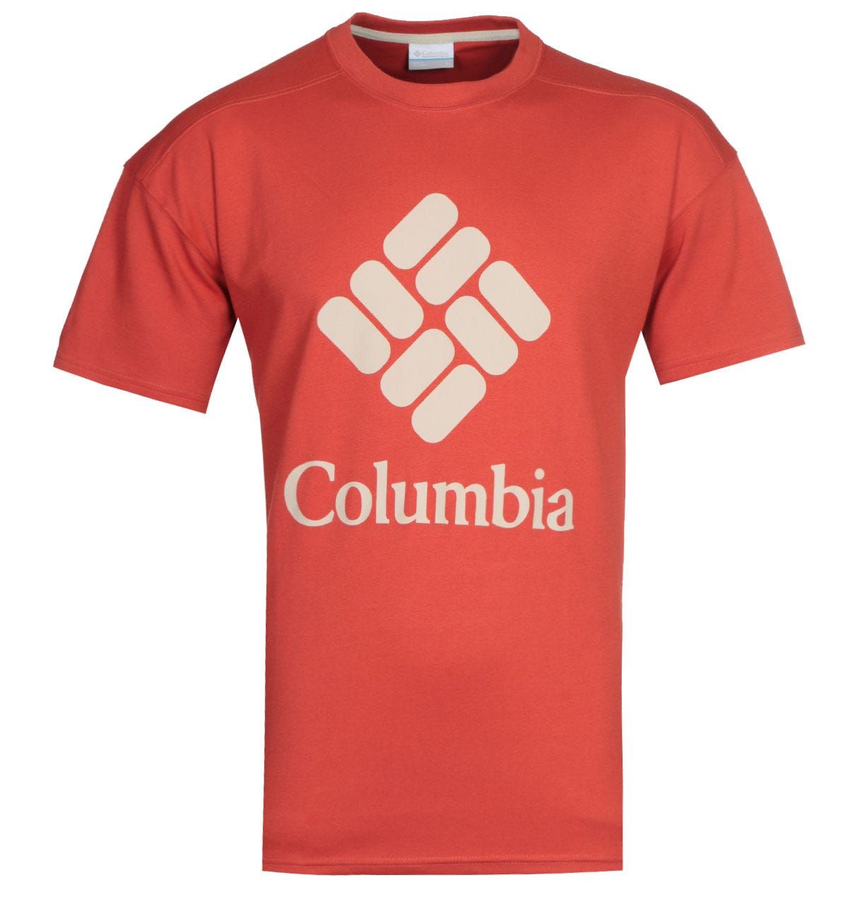 <p>A cool-season essential crafted by <b>Columbia</b>. The Columbia Lodge red T-Shirt is a classic silhouette fitted with a crew neck and tonal stitching to give a vibrant touch. The design is finished with the Columbia logo printed on the chest and sleeve. </p><ul><li>Cotton composition</li><li>Crew neck</li><li>Short Sleeve</li><li>Ribbed Trims </li><li>Tonal Stitching </li><li>Branded Logo Printed on Chest and Sleeve</li></ul><p>Style and Fit:</p><ul><li>Regular Fit </li><li>Fits true to size</li></ul><p>Fabric Composition & Care:</p><ul><li>73% Cotton </li><li>27% Polyester </li><li>Machine Wash </li></ul>