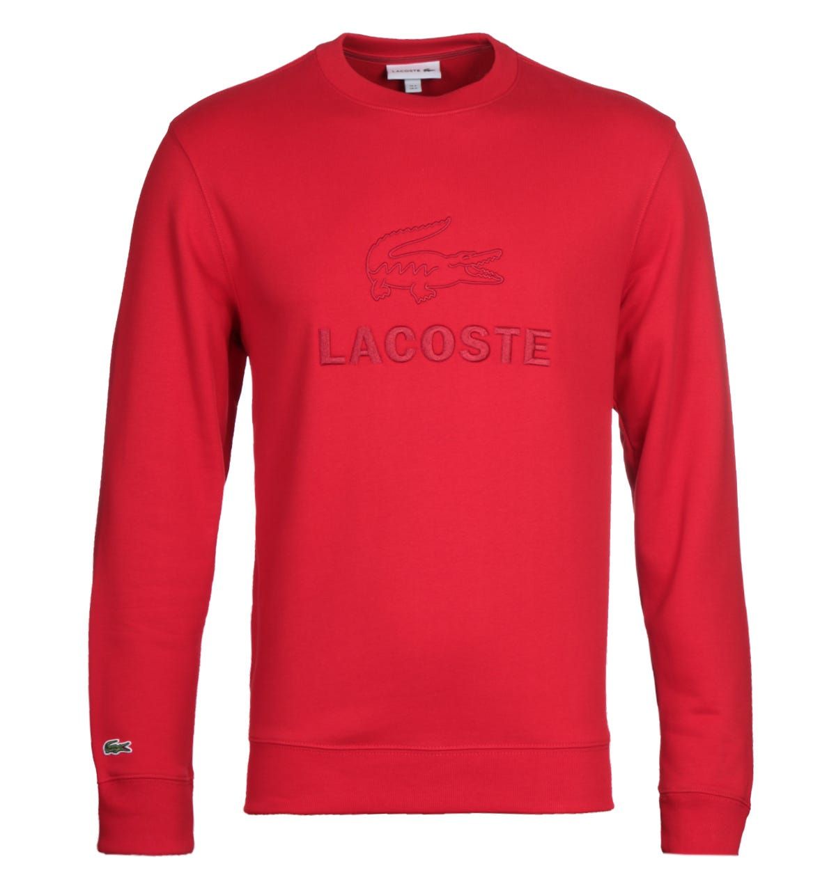 <p>A pique cotton composition crafted by Lacoste. The Lacoste Homme Red Sweatshirt is fitted with a crew neck collar line and ribbed trims for a lightweight feeling of comfort. The classic silhouette offers versatility, with the design being finished with the Lacoste logo embroidered on the chest.</p><ul><li>Cotton composition</li><li>Crew neck</li><li>Ribbed trims</li><li>Tonal stitching</li><li>Lacoste logo embroidered on chest</li></ul><p>Style & Fit:</p><ul><li>Regular fit</li><li>Fits true to size</li></ul><p>Fabric Composition & Care:</p><ul><li>100% Cotton</li><li>Machine wash</li></ul>