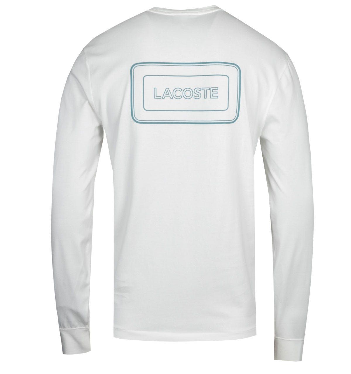<p>A pure cotton composition, crafted by Lacoste. The Lacoste Homme White Long Sleeve T-Shirt is a lightweight garment, fitted with a crew neck and ribbed trims. This iconic design is finished with the Lacoste logo embroidered at the chest.</p><ul><li>Cotton composition</li><li>Crew neck</li><li>Long sleeve</li><li>Ribbed trims</li><li>Lacoste logo embroidered on chest</li></ul><p>Style & Fit:</p><ul><li>Regular fit</li><li>Fits true to size</li></ul><p>Fabric Composition & Care:</p><ul><li>100% Cotton</li><li>Machine washable</li></ul>