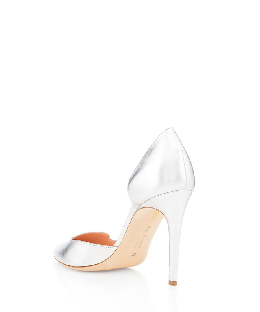 Silver-tone nappa leather court heels