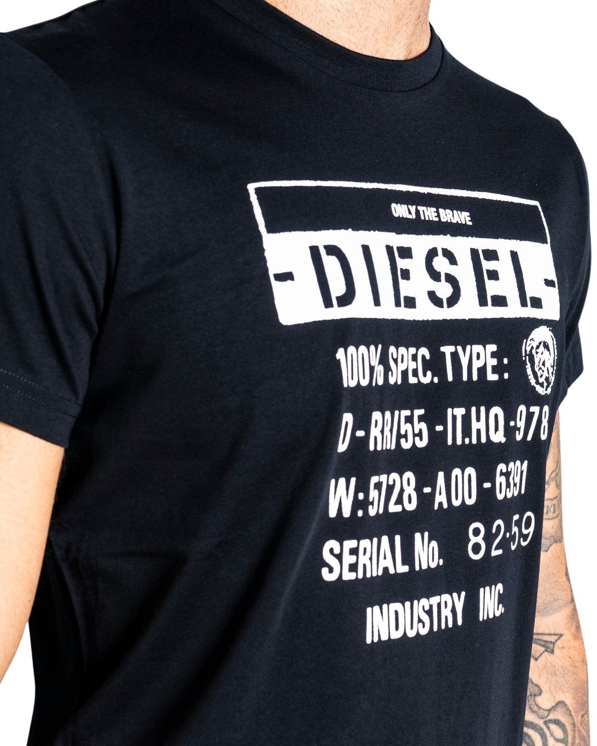 Brand: Diesel Gender: Men Type: T-shirts Season: Fall/Winter  PRODUCT DETAIL • Color: black • Pattern: print • Sleeves: short • Neckline: round neck  COMPOSITION AND MATERIAL • Composition: -100% cotton  •  Washing: machine wash at 30°
