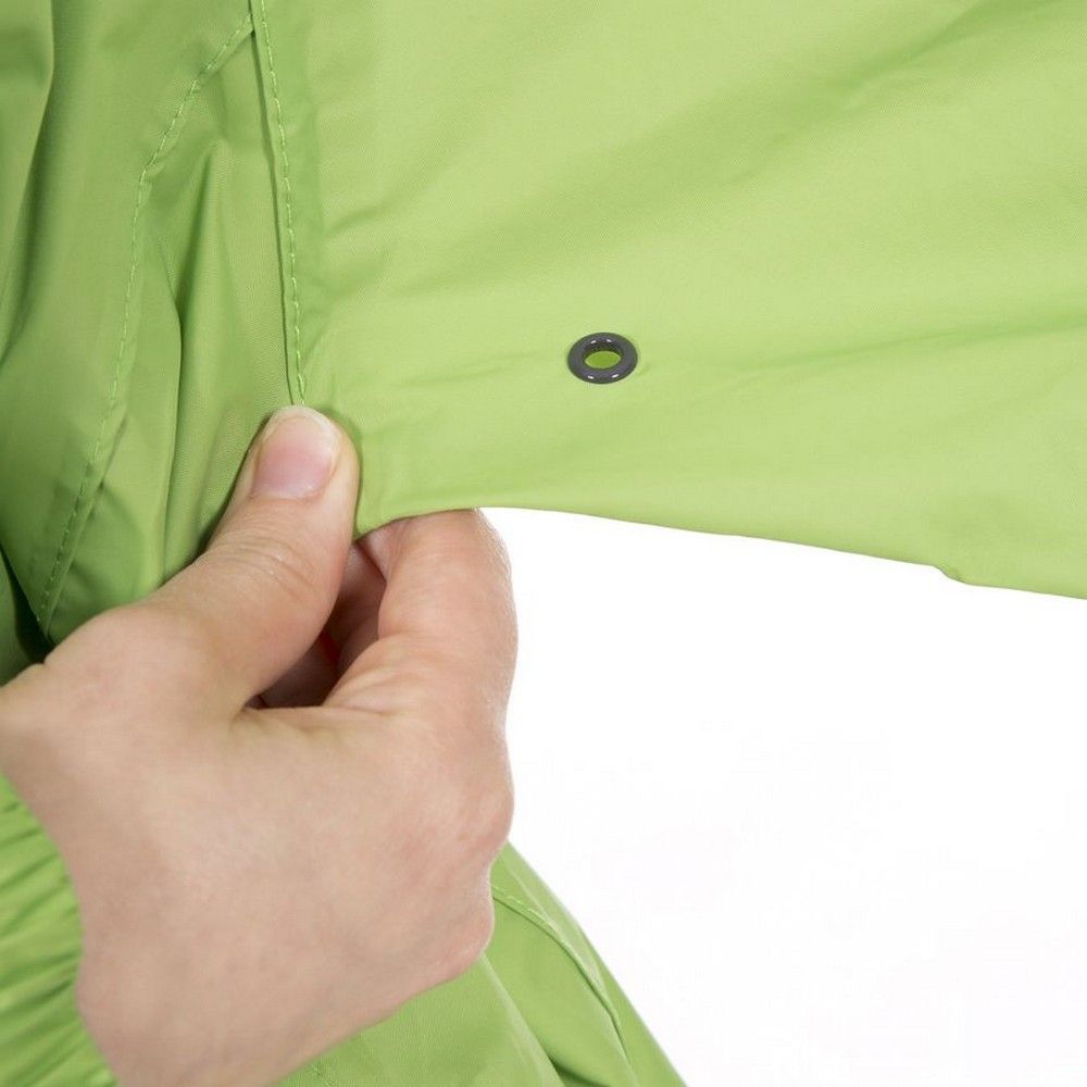 Unisex packaway jacket. Waterproof 5000mm. Breathable 5000mvp. Packs away into pouch. Adjustable grown on hood. 100% Polaymide, PU coating.