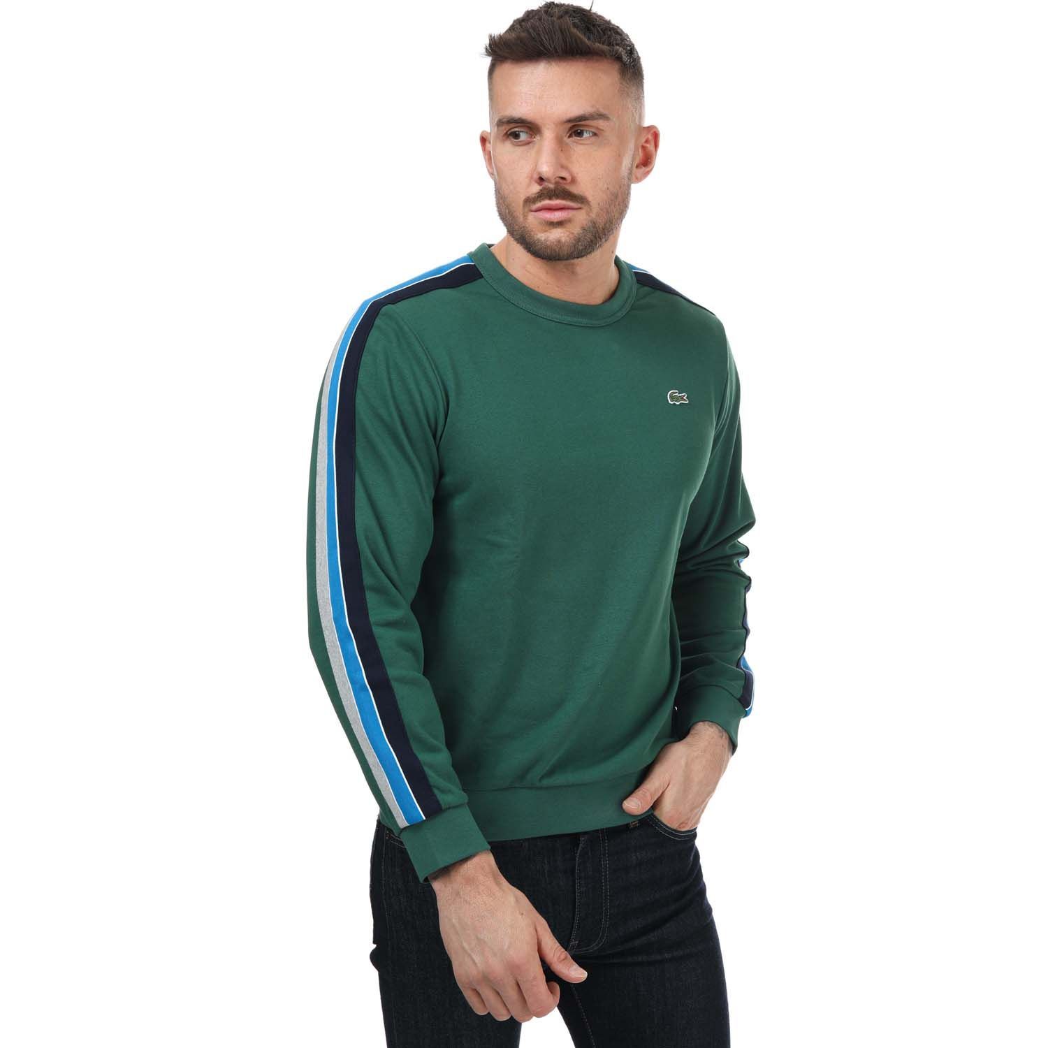 Lacoste SPORT sweatshirt met ronde hals en contrasterende banden voor heren, groen