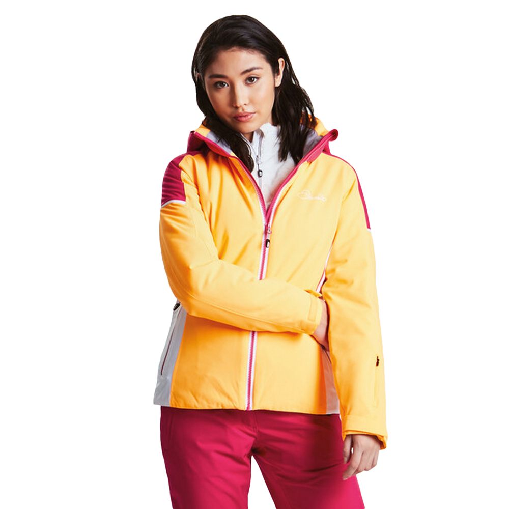 Womens jacket made of Ared V02 20000 Oxford Polyester 4-way stretch fabric. Waterproof and breathable. Durable water repellent finish. Taped seams. Fixed foldaway hood with adjusters. Articulated sleeve design. 2 x lower zip pockets. 1 x ski pass pocket with invisible zip. Adjustable cuffs. Adjustable shockcord hem system. High loft Polyester insulation. Polyester lining with scrim back panel. Fixed snowskirt with gel gripper tape. 2 x internal mesh pockets, including lens wipe cloth. Ideal for wearing outdoors on a cold day. 100% Polyester.