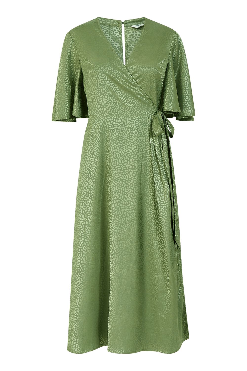 Yumi Green Animal Print Wrap Midi Dress
