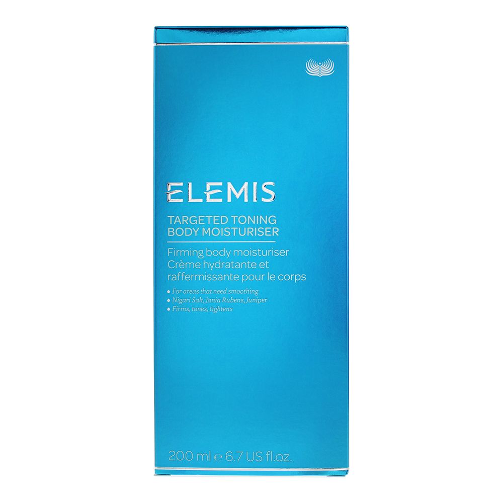 The Elemis Targeted Toning Body Moisturiser is a moisturiser suitable for use all over the body. The moisturising contains Nigari Salt and Jania Rubens which help reduce the appearance of dimpling and promote firmer, smoother and more even-looking skin.