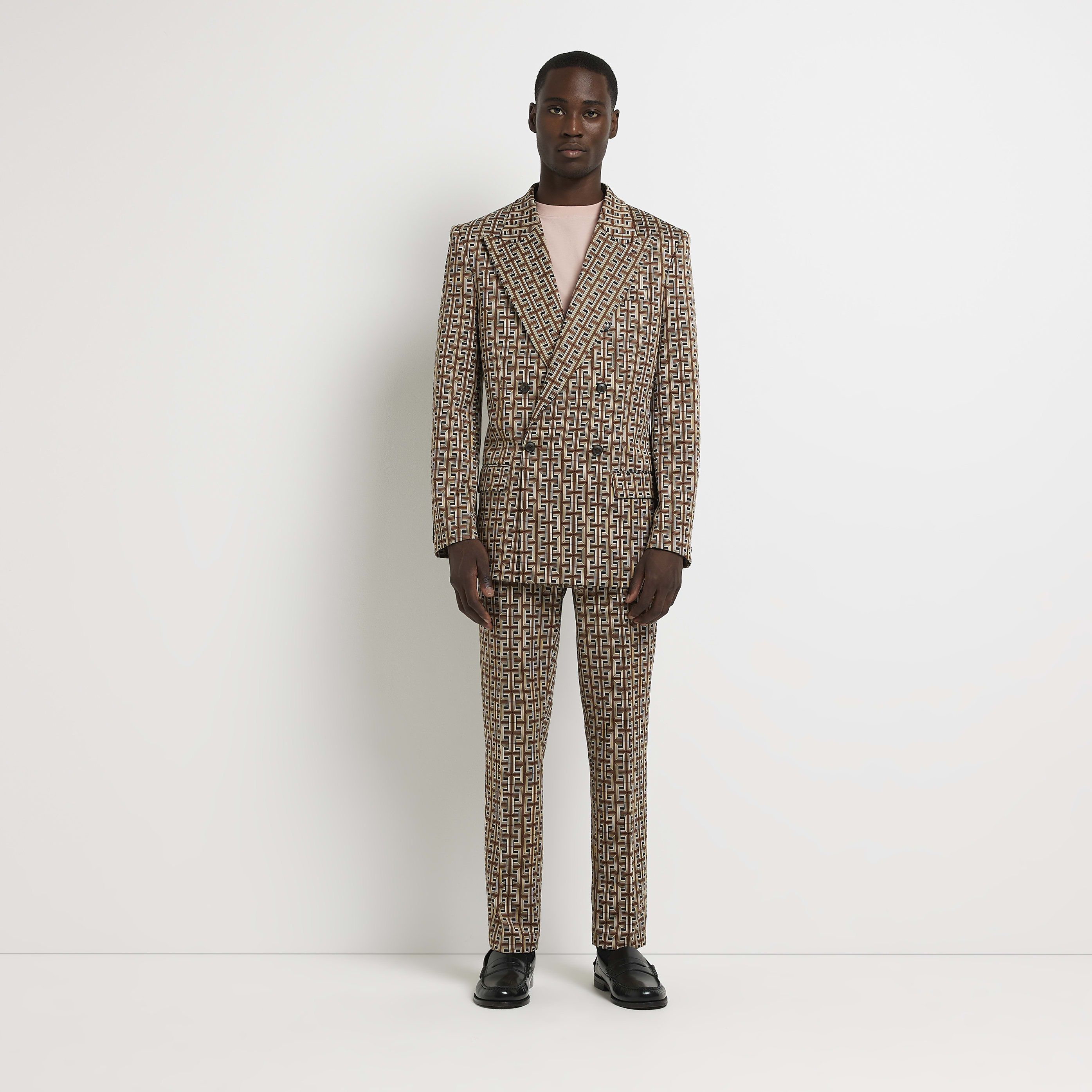 River Island Mens Suit Trousers Brown