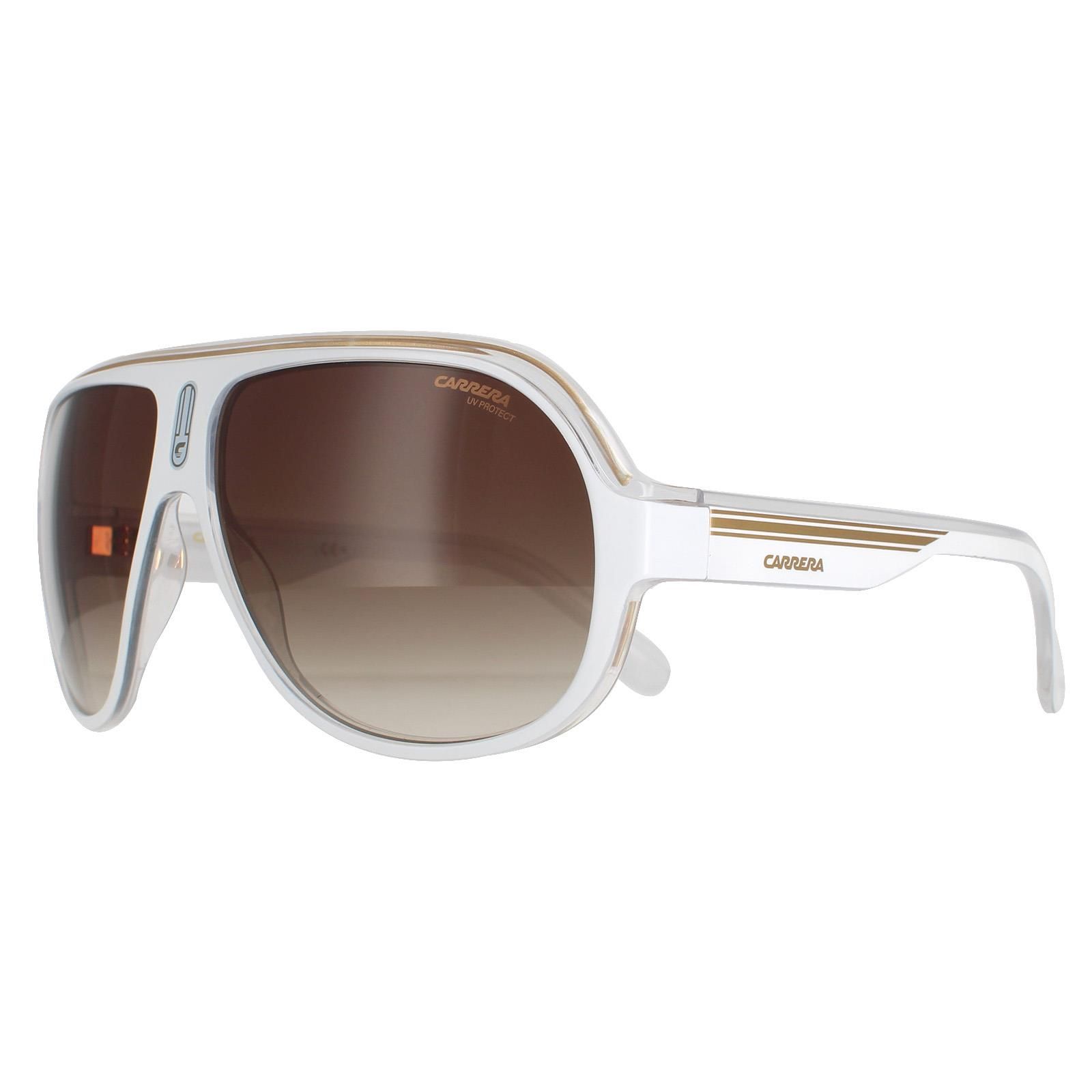 Carrera Aviator Unisex White Crystal Brown Gradient Speedway/N  Carrera are a new model in the Carrera sunglasses range in the classic aviator shape with a retro modern update in this chunky acetate frame