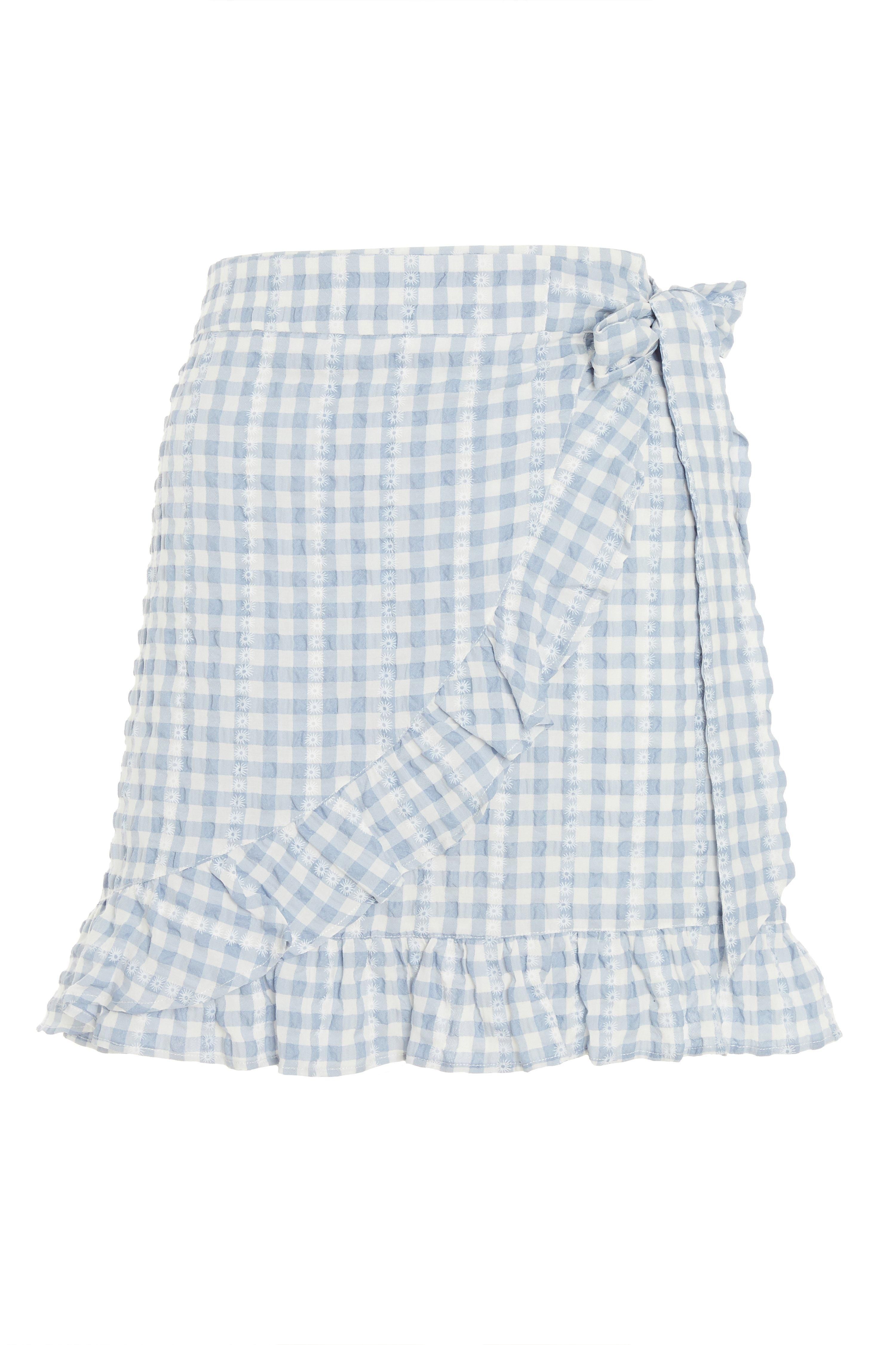 - Gingham print  - Mini skirt  - Wrap style  - High waist  - Length: 56cm approx  - Model Height: 5' 7