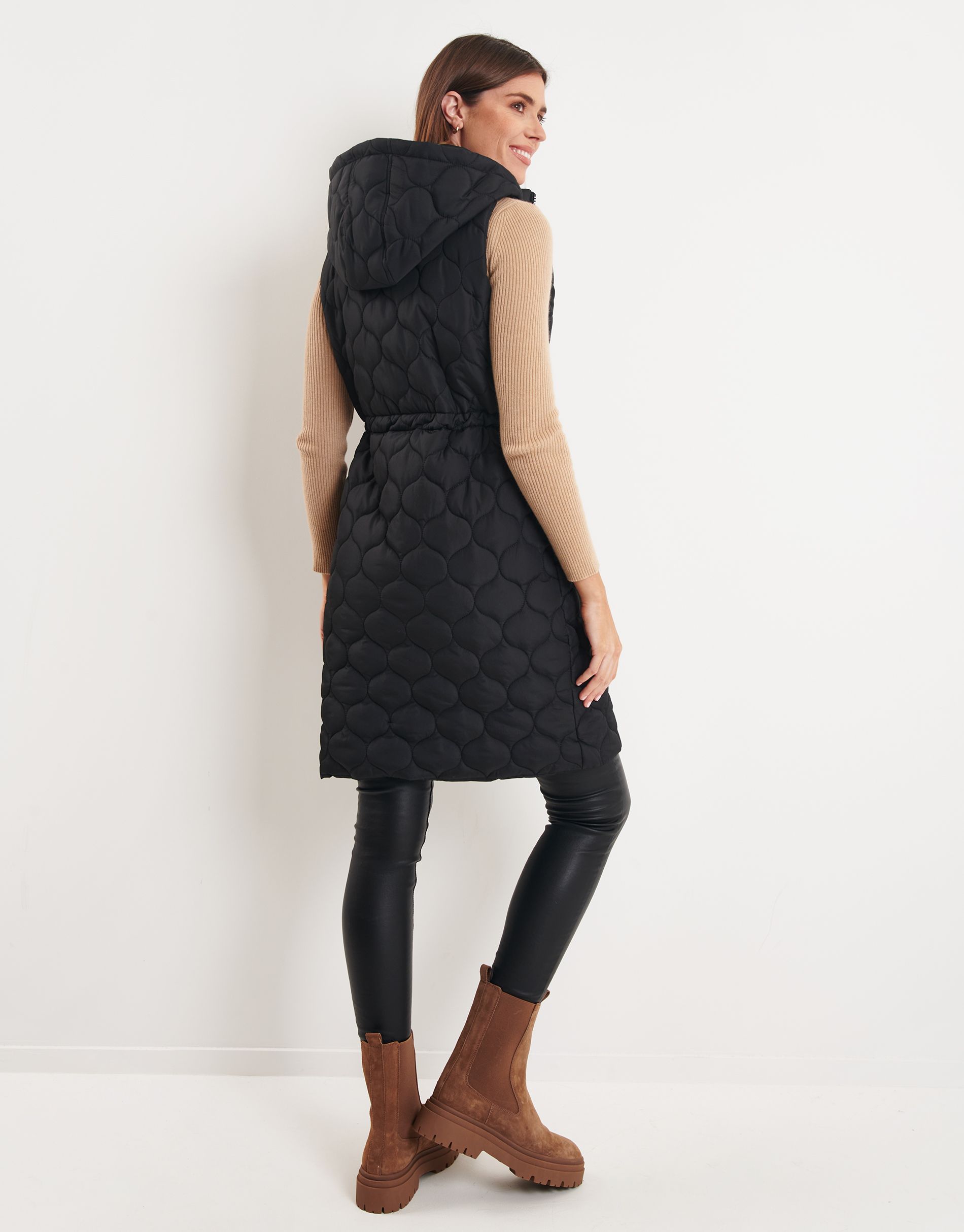 'Crush' Onion Quilted Longline Gilet