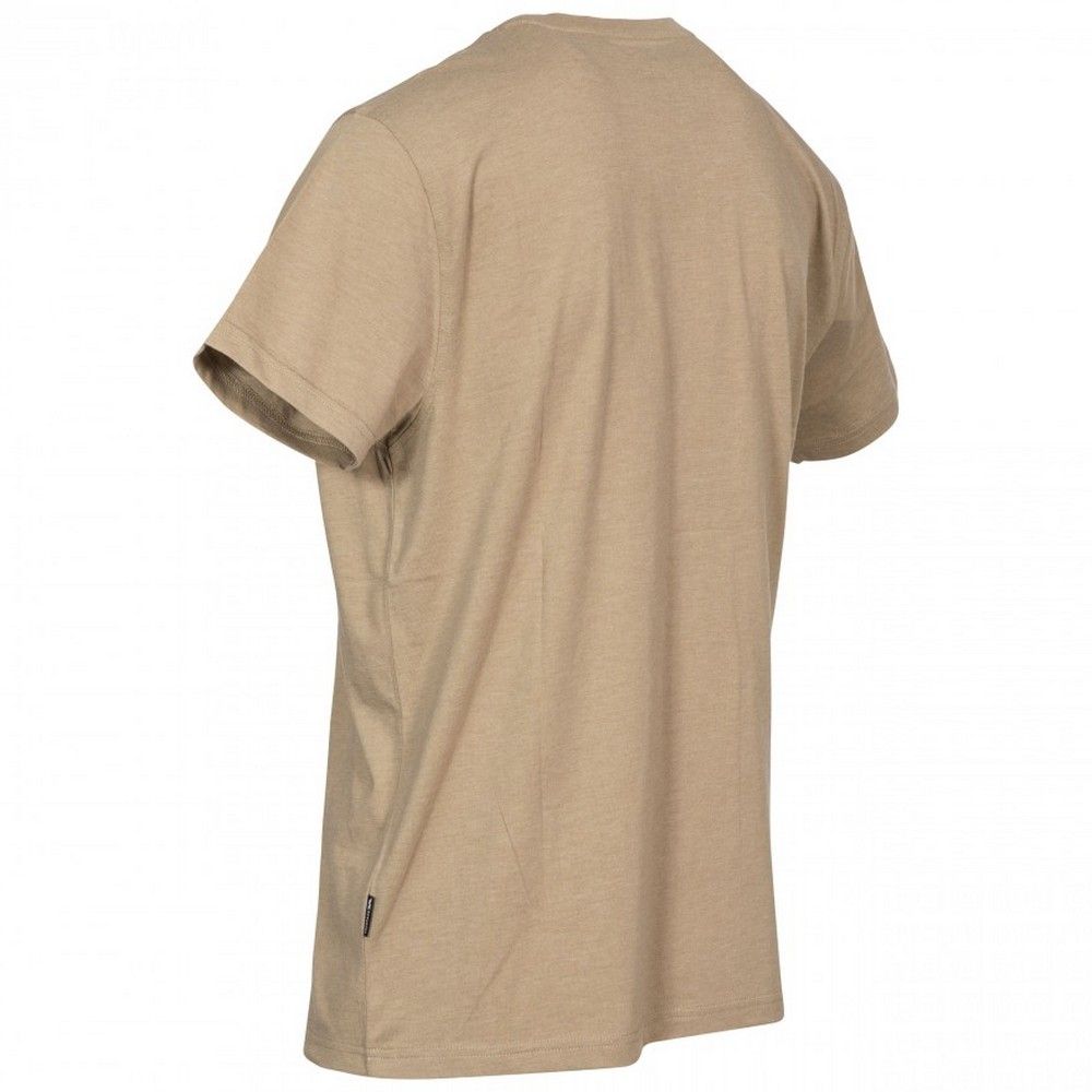 Mens short sleeve t-shirt with print graphic on chest. Round neck. Quick drying. Materials: 60% cotton/ 40% polyester.