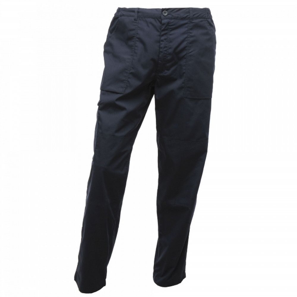 Waterproof trousers with multi-pocketed design. Knee patches. Ideal for wet weather. 100% polycotton. Wipe clean.