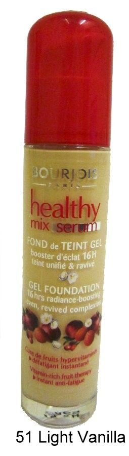 Give your skin a boost of radiance with Bourjois' Healthy Mix Serum Gel foundation ' made from a vitamin-rich fruit therapy formula for an even complexion and an instant anti-fatigue result! Its fresh and instant blending gel texture blends and easily glides onto the skin for an even, natural finish with no mask effect. Imperfections are erased, signs of fatigue are smoothed and the skin's radiance is boosted for up to 16 hours*. It's vitamin-rich fruit therapy formula contains litchi, goji berries and pomegranates to combat any signs of fatigue and leave your skin boosting with radiance! Available in 6 radiance-boosting shades.