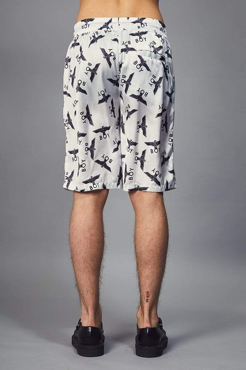 Mid-rise poplin shorts with an allover BOY Eagle repeat print. Designed with a drawstring elasticated waistband and slip pockets at the sides