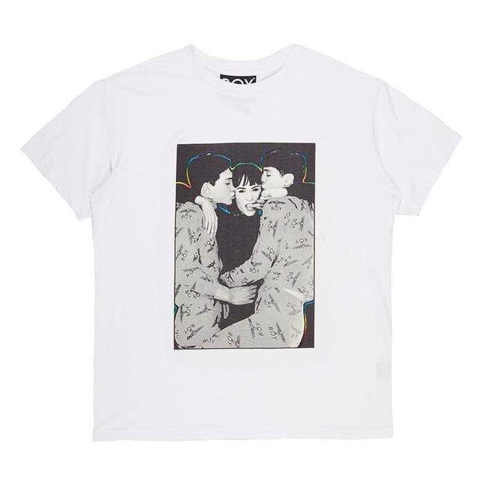 Short sleeve, crewneck collar t-shirt with vintage BOY London, Pop Love photo printed on front. From our Pride Capsule Collection
