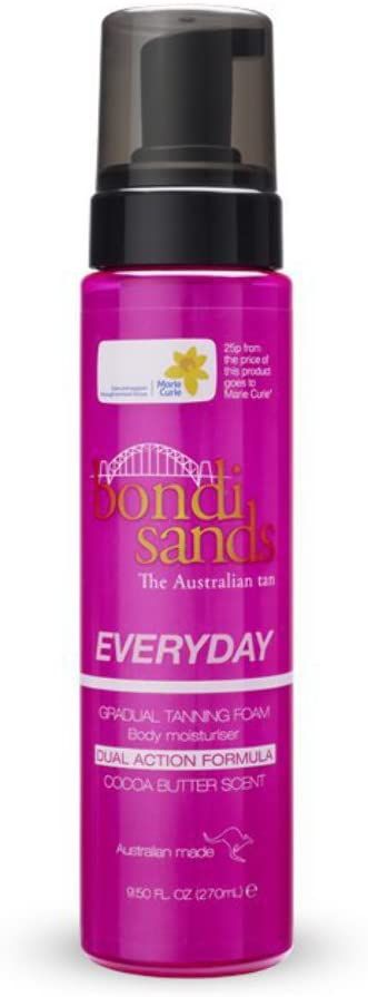 Sand, Sea and Sun, the enviable Australian image. Experience a sun-kissed Australian tan every time with Bondi Sands Everyday Gradual Tanning Foam. Enriched with Aloe Vera and infused with a Cocoa Butter scent, this lightweight foam will leave your skin glowing like a day on Bondi beach.