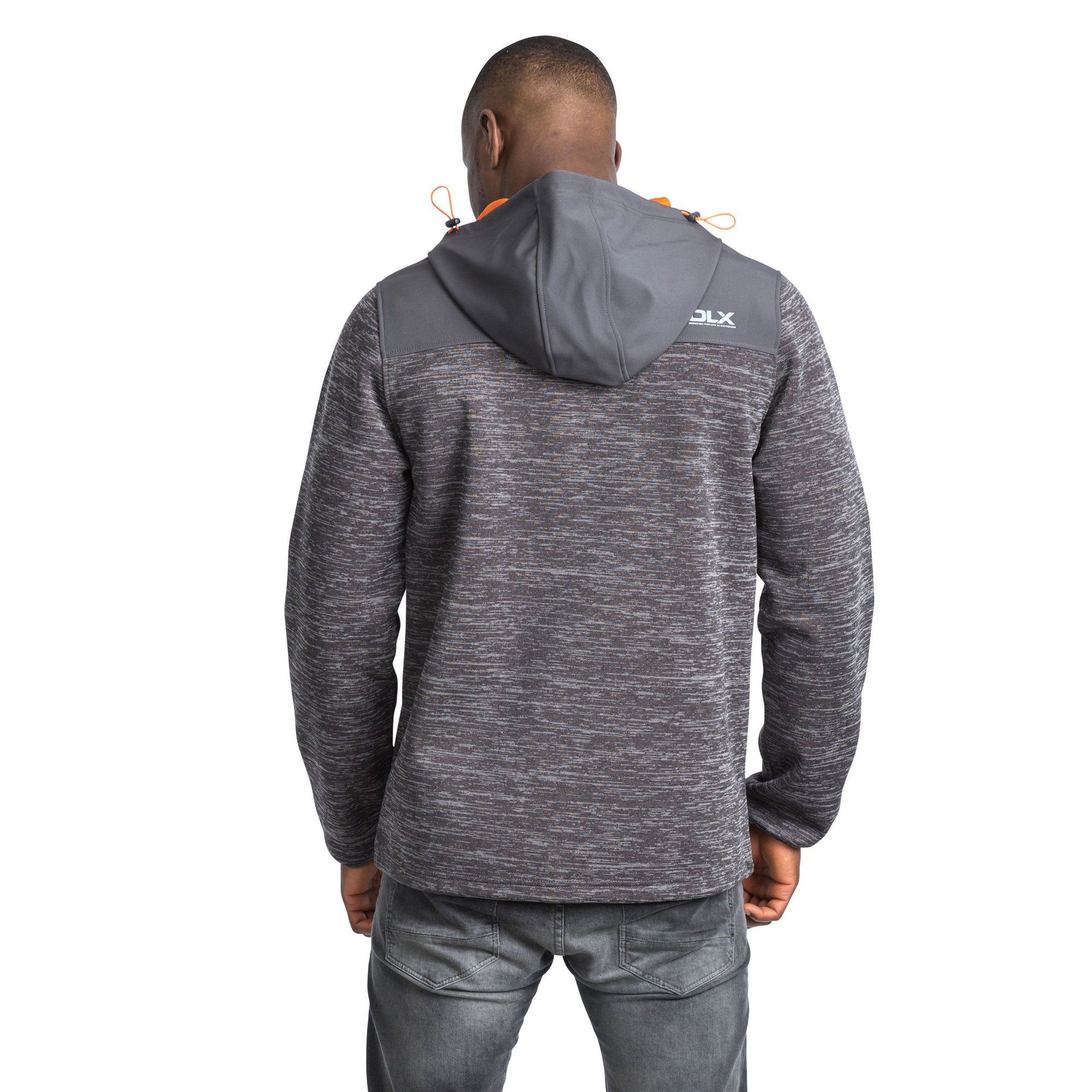Adjustable grown on hood. Contrast coloured backing. Softshell panels. 2 lower zip pockets in contrast colour. Drawcord at hem. Binding at cuff. Waterproof 10000, breathable 5000mvp. Shell: 87% Polyester/10% Rayon/3% Elastane, Contrast panel: 95% Polyester/5% Elastane, TPU membrane. Trespass Mens Chest Sizing (approx): S - 35-37in/89-94cm, M - 38-40in/96.5-101.5cm, L - 41-43in/104-109cm, XL - 44-46in/111.5-117cm, XXL - 46-48in/117-122cm, 3XL - 48-50in/122-127cm.