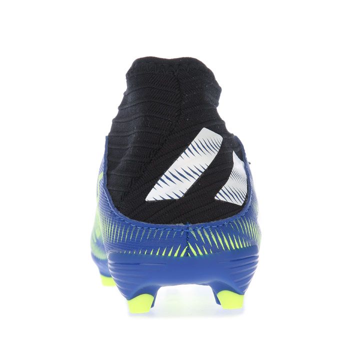 Junior Boys adidas Nemeziz.3 FG Football Boots in royal white.- Textile upper.- Lace fastening.- Regular fit.- TPU-injected outsole.- Agility stud configuration. - adidas branding.- Firm ground outsole. - Synthetic upper  Synthetic and Textile lining  Synthetic sole.- Ref.: FY0817J