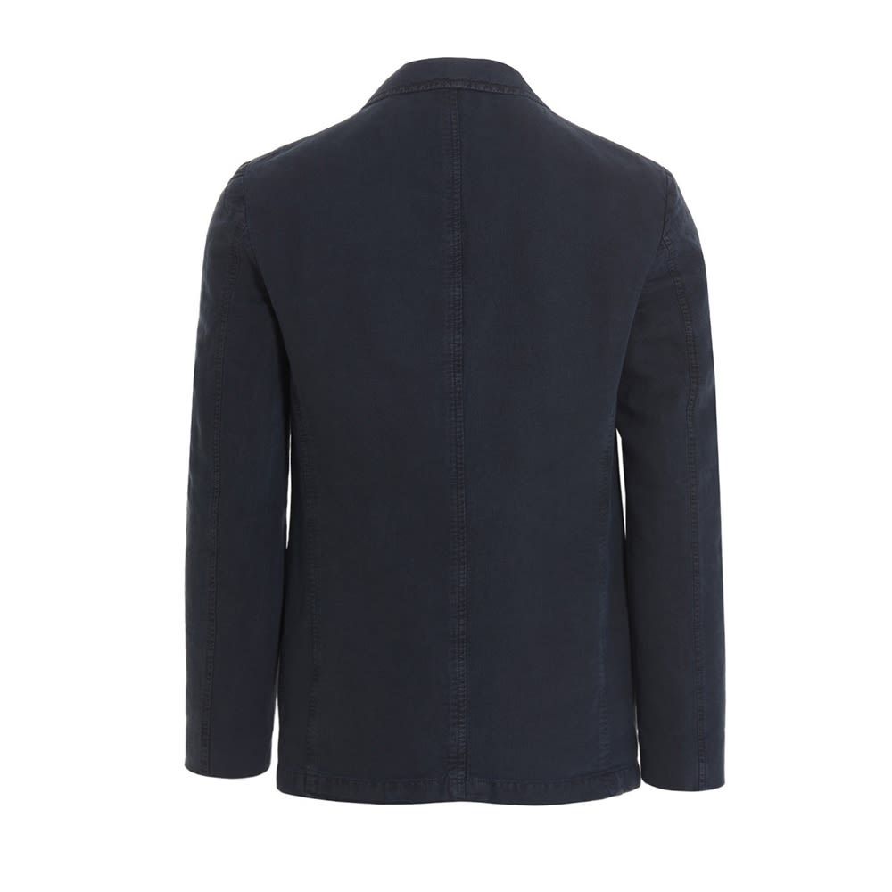 'Pier T2' cotton and hemp double breast blazer jacket featuring a button fastening, peak lapels and pockets.
