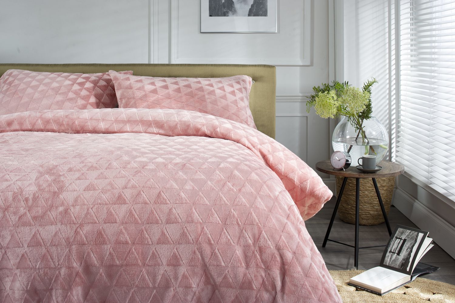 The Lyndon Company Alexandria  Duvet Set Single Size Pink Fleece - 135x200cm - 100% Polyester